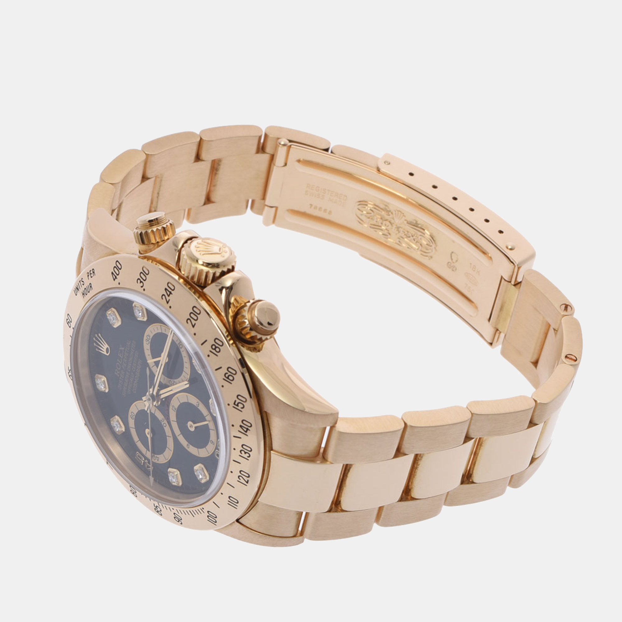 Rolex Black Diamonds 18K Yellow Gold Cosmograph Daytona 116528G Men's Wristwatch 40 Mm