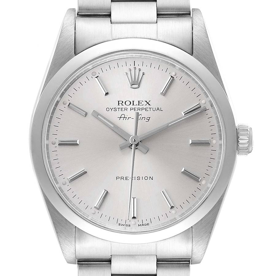Rolex Air King 34 Silver Dial Smooth Bezel Steel Mens Watch 14000