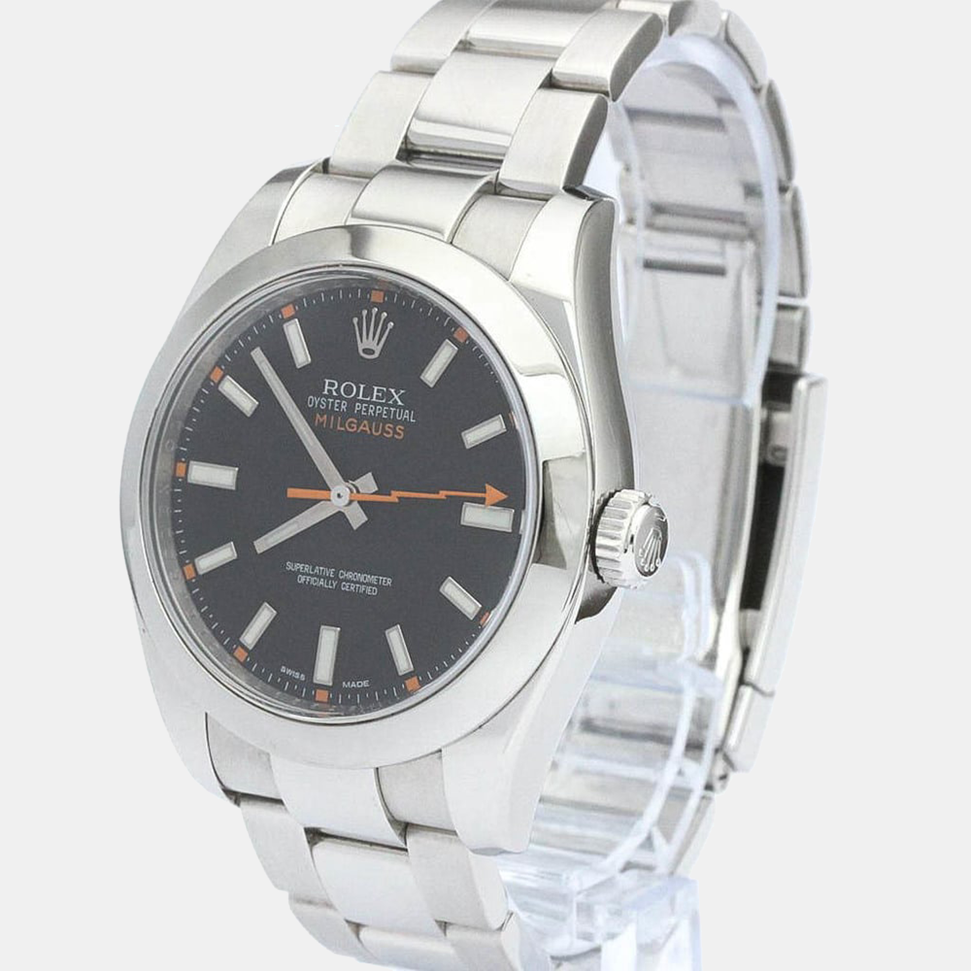 Rolex Black Stainless Steel Milgauss 116400 Men's Wristwatch 40 Mm