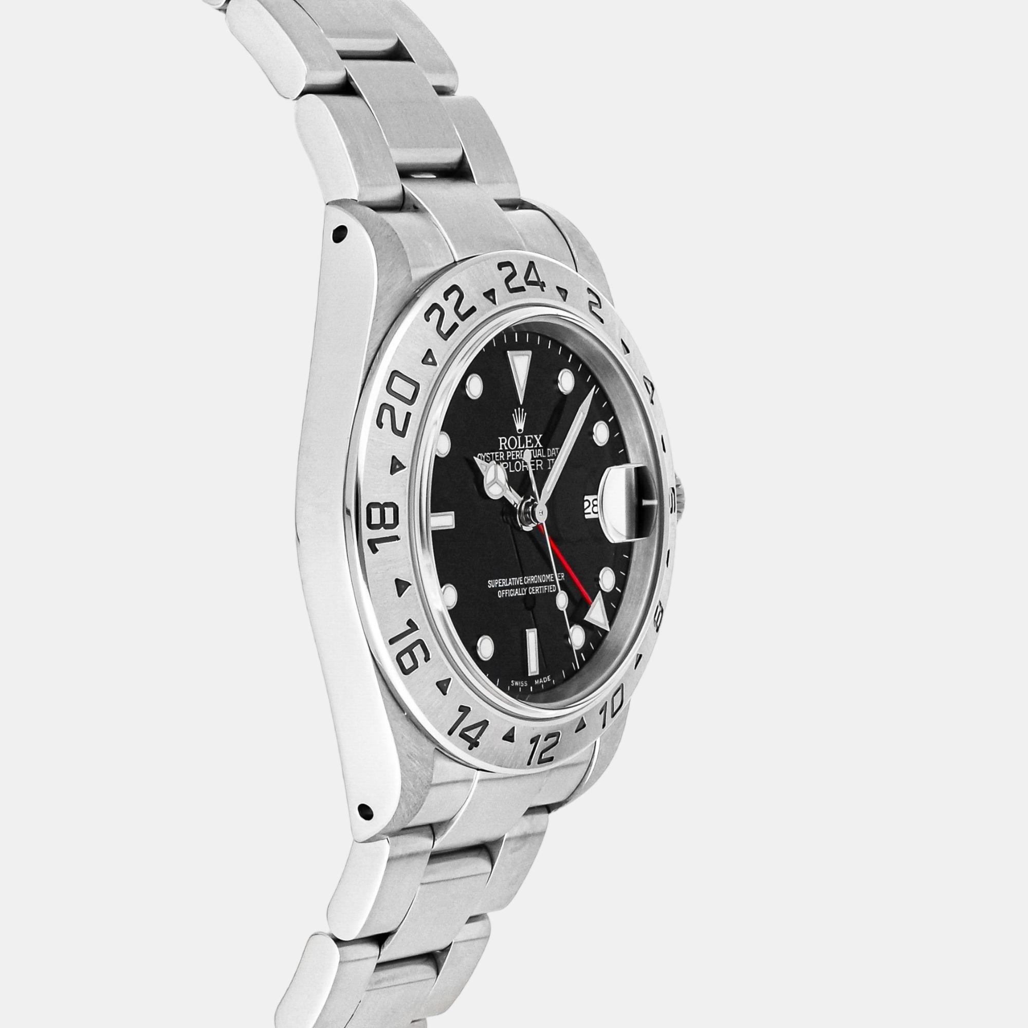 Rolex Black Stainless Steel Explorer II 16570 Men's Wristwatch 40 Mm