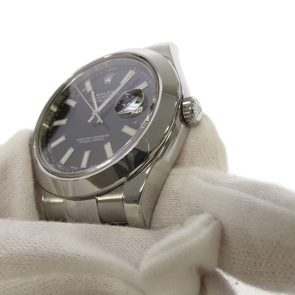 Rolex Black Stainless Steel Datejust 116300 Men's Wristwatch 41 Mm