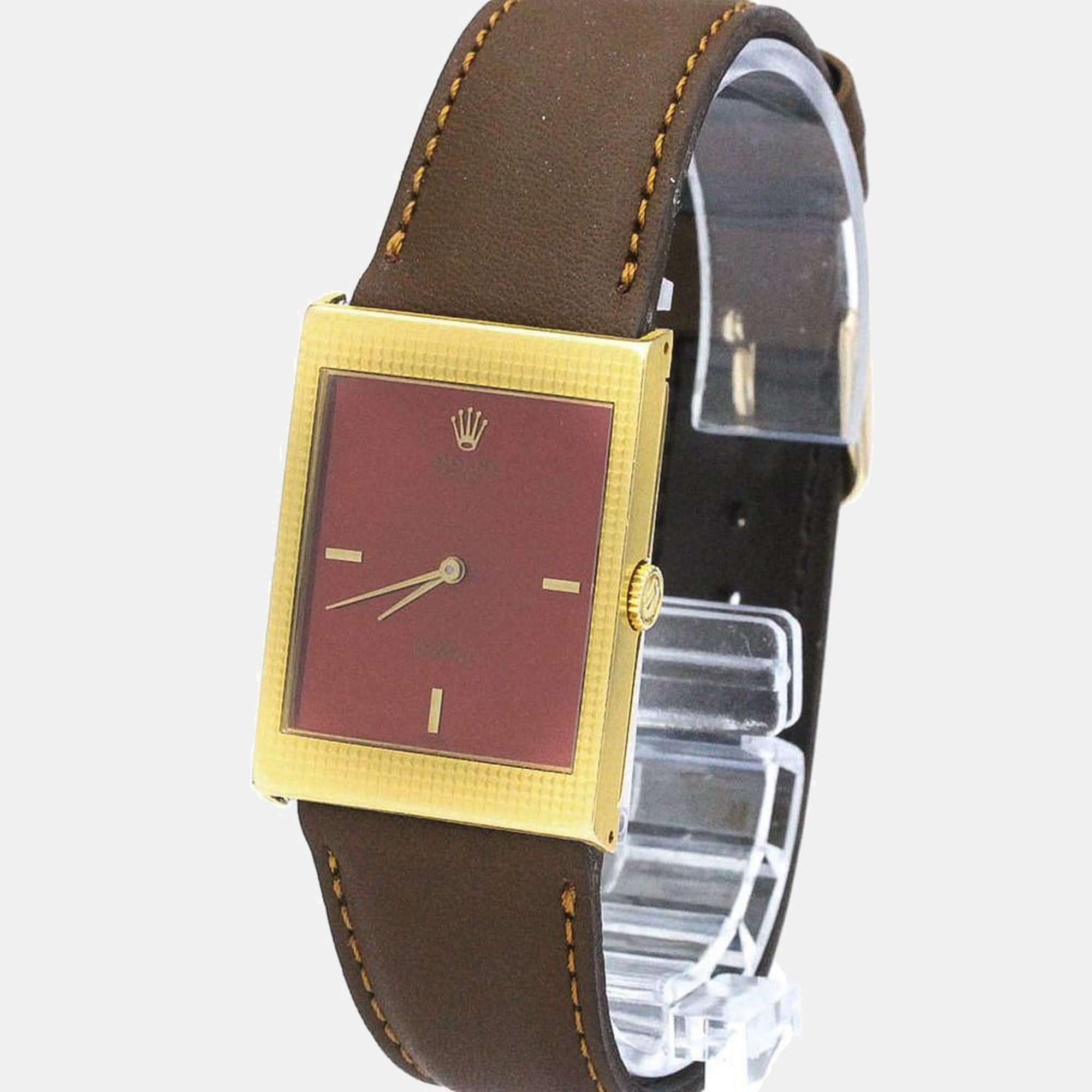 Rolex Red 18K Yellow Gold Cellini 4112 Men's Wristwatch 24 Mm