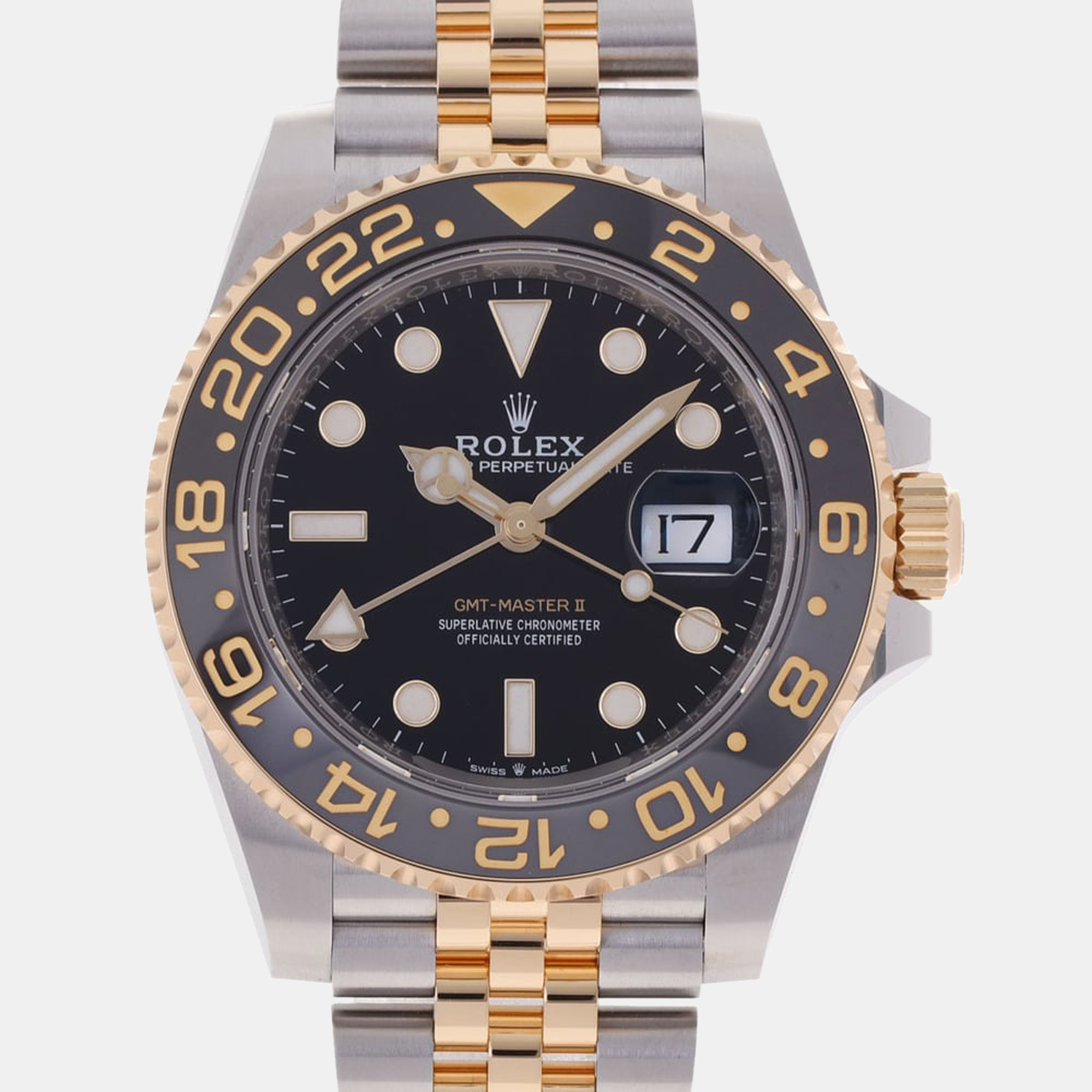Rolex Black 18K Yellow Gold And Stainless Steel GMT-Master II 126713GRNR Men's Wristwatch 40 Mm