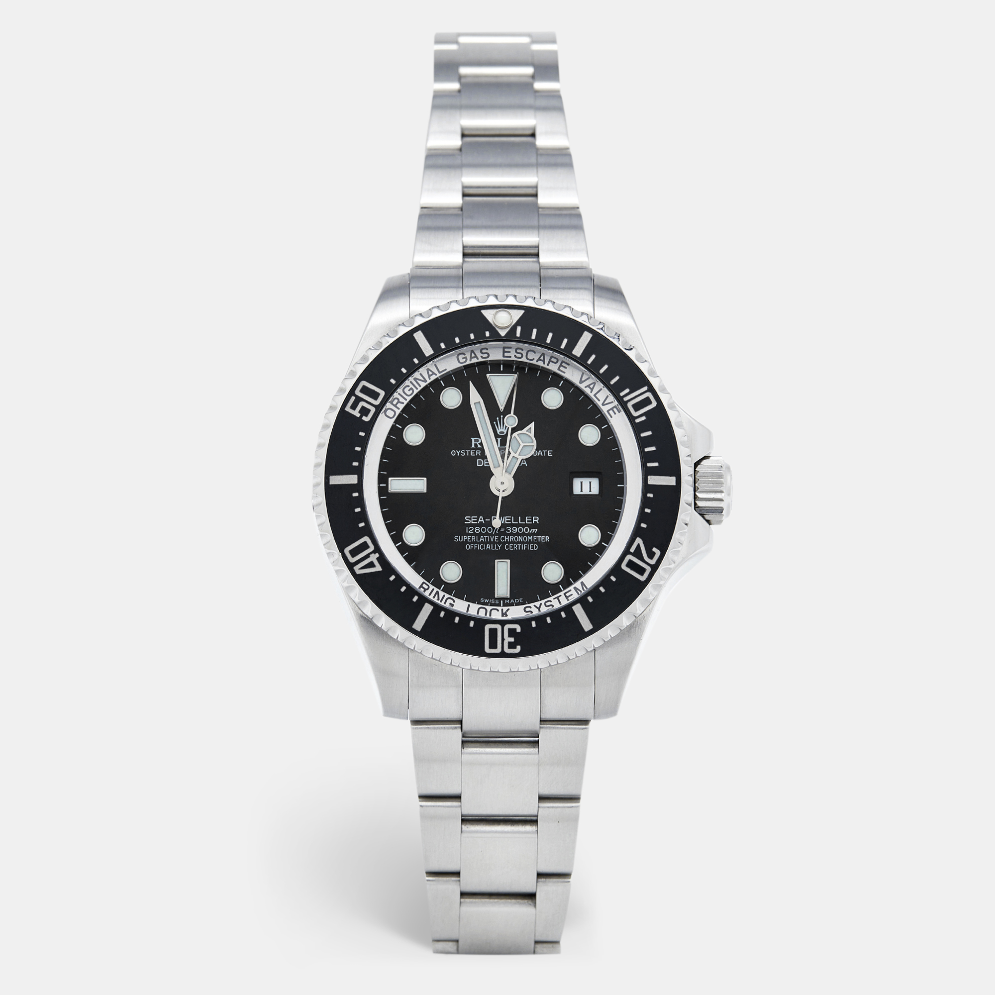 Rolex black ceramic stainless steel deepsea  sea-dweller 116660-0001 men's wristwatch 44 mm
