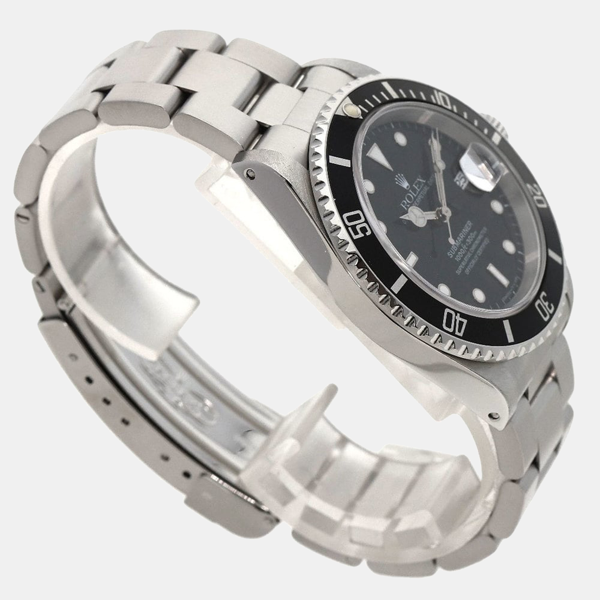 Rolex Black Stainless Steel Submariner 16610 Men's Wristwatch 40 Mm