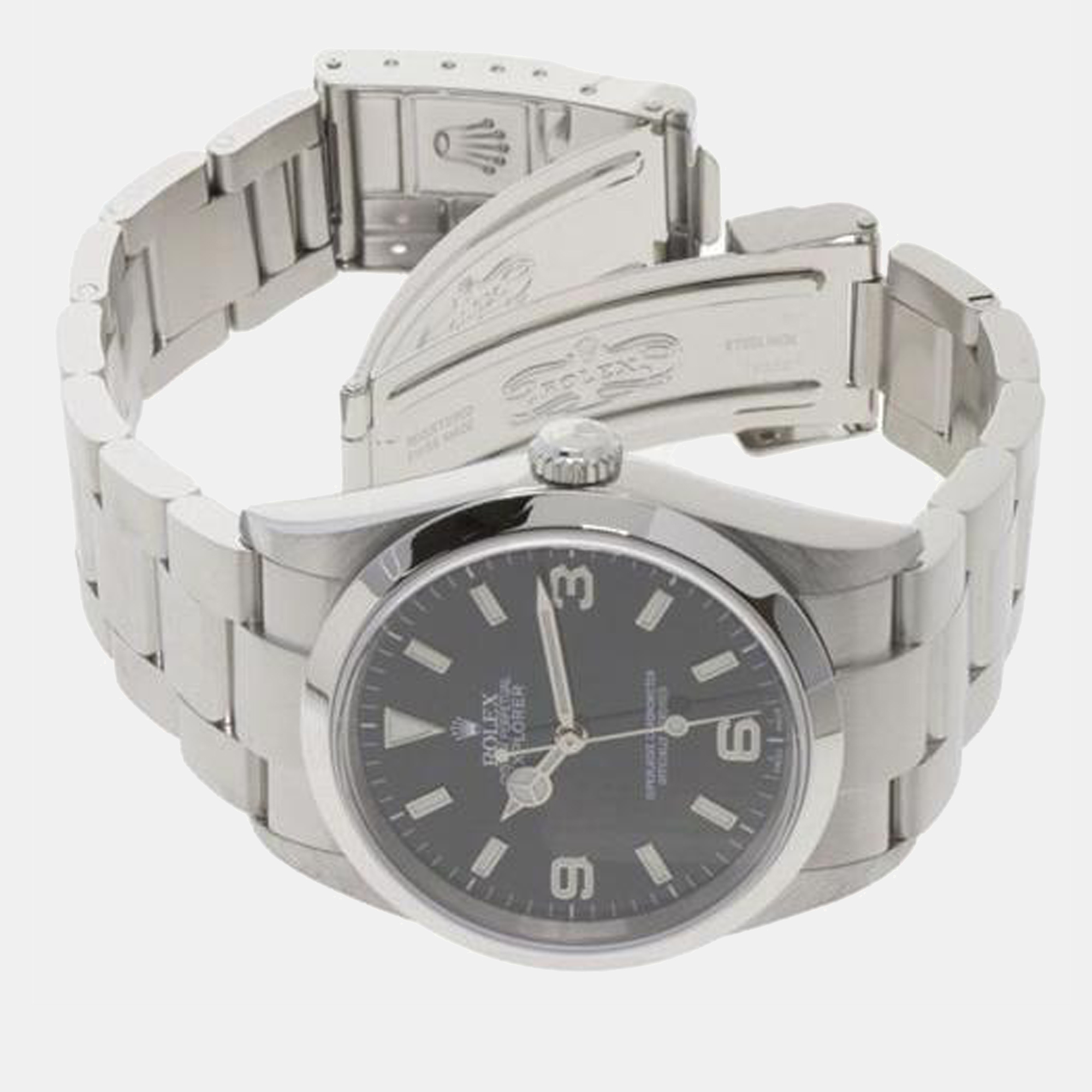 Rolex Black Stainless Steel Explorer 114270 Men's Wristwatch 36 Mm