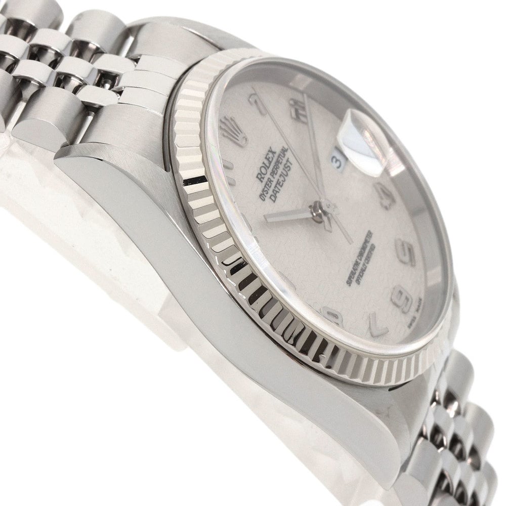 Rolex Silver 18K White Gold And Stainless Steel Datejust 16234 Men's Wristwatch 36 Mm