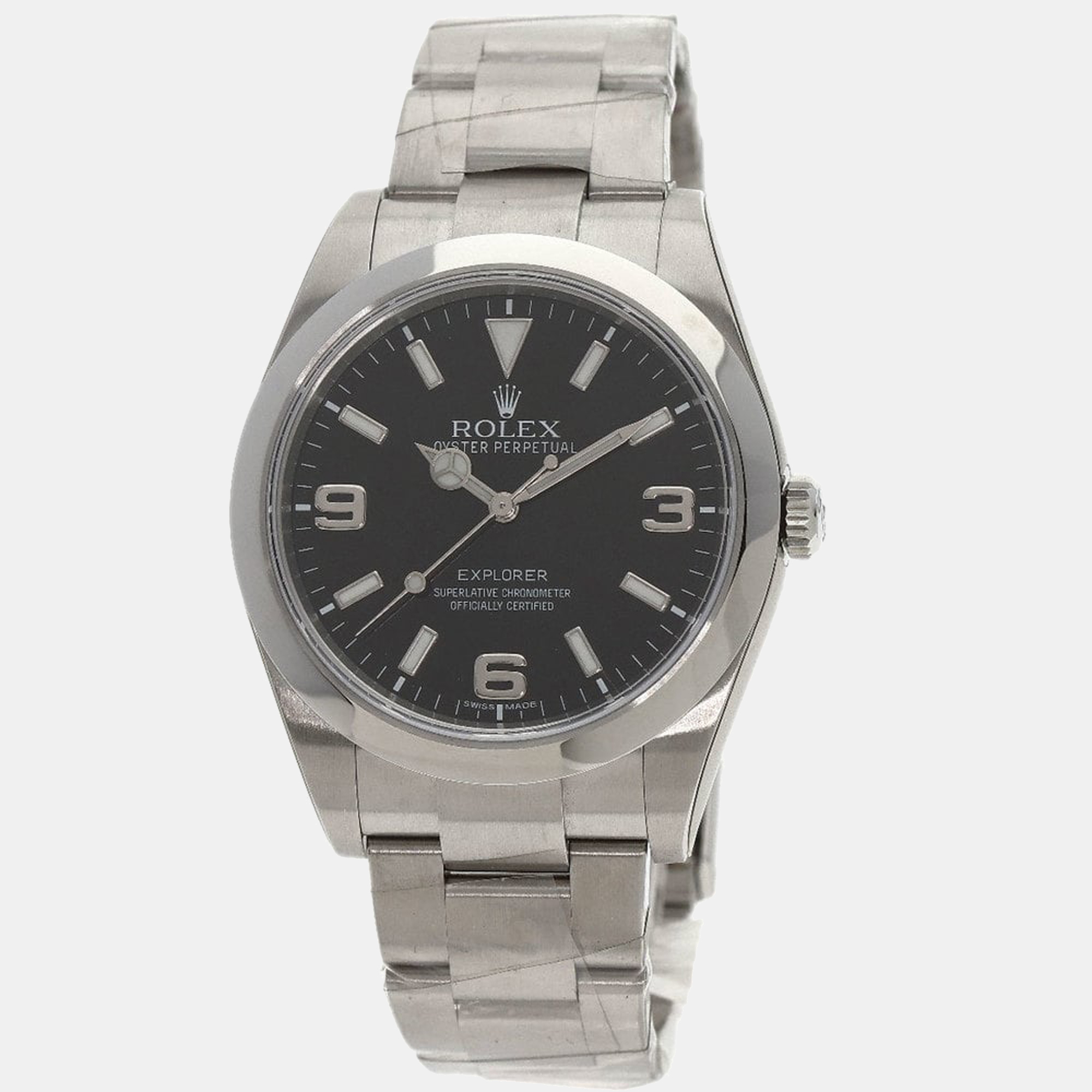 Rolex Black Stainless Steel Explorer 214270 Men's Wristwatch 39 Mm