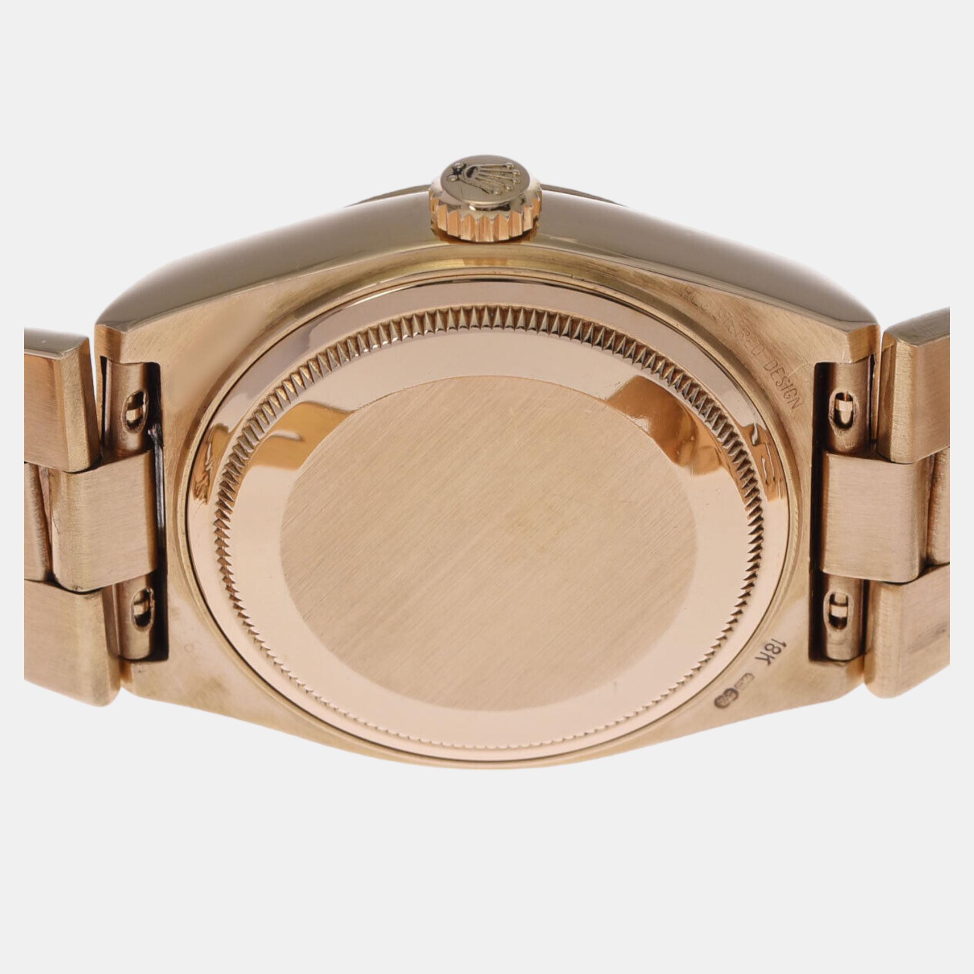 Rolex Black 18k Yellow Gold Day-Date 19028 Automatic Men's Wristwatch 36 Mm
