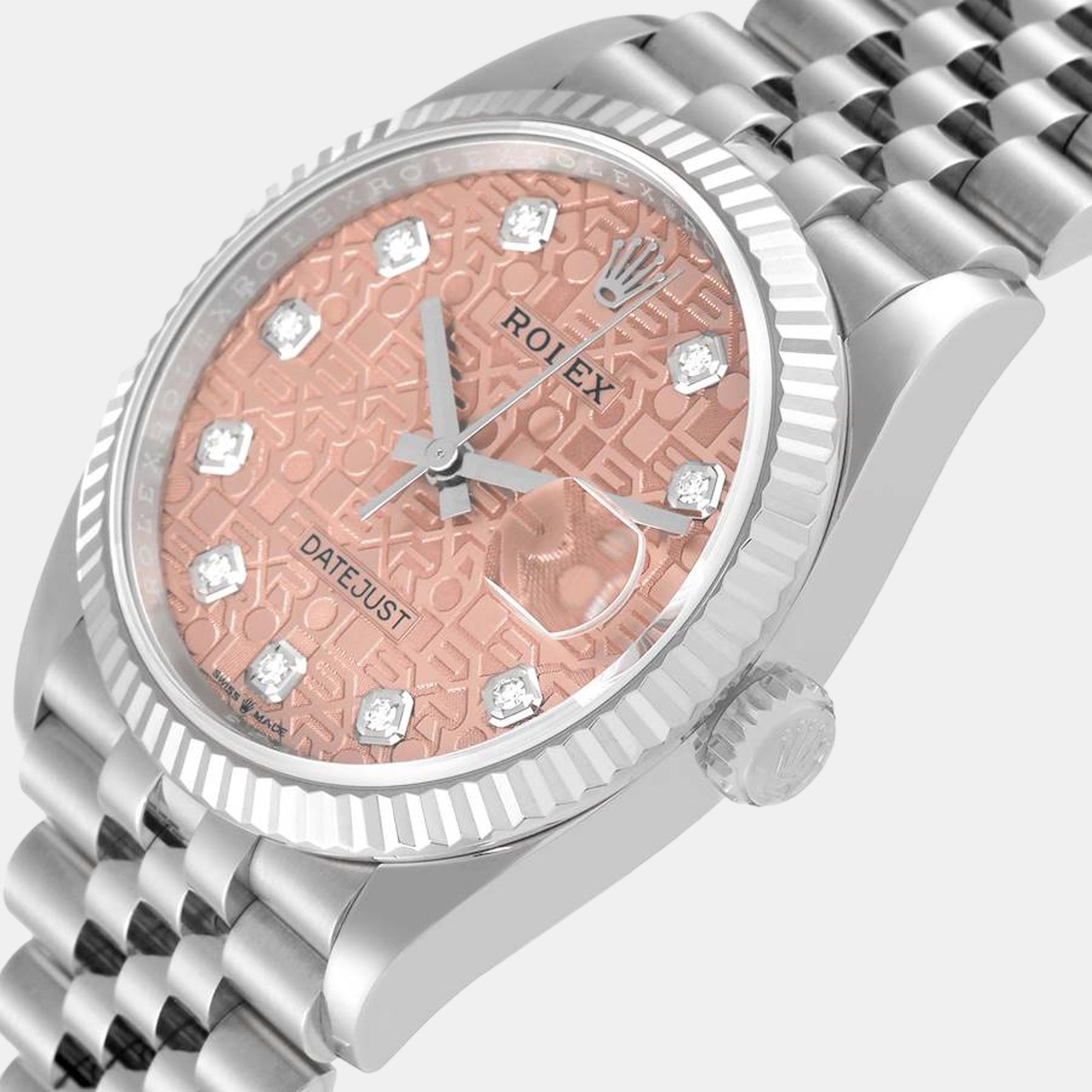 Rolex Datejust Steel White Gold Anniversary Diamond Dial Mens Watch 126234, Pink
Rolex Datejust Steel White Gold Anniversary Diamond Dial Mens Watch 126234, Pink