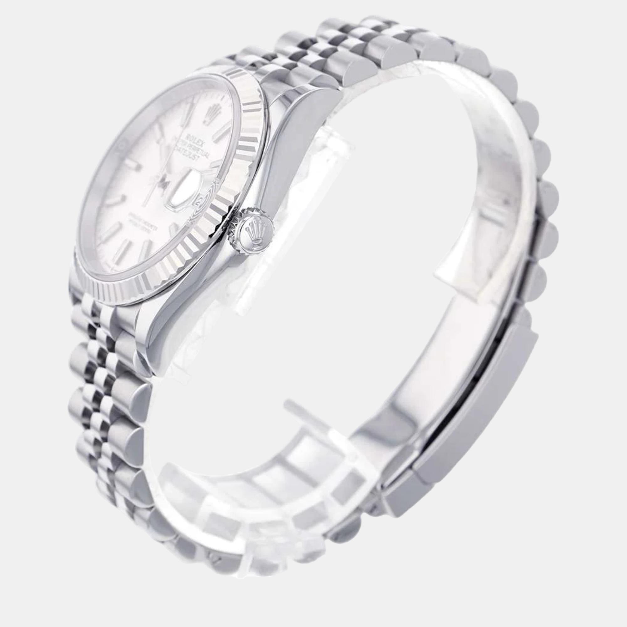Rolex Silver 18K White Gold And Stainless Steel Datejust 126234 Men's Wristwatch 36 mm
Rolex Silver 18K White Gold And Stainless Steel Datejust 126234 Men's Wristwatch 36 mm