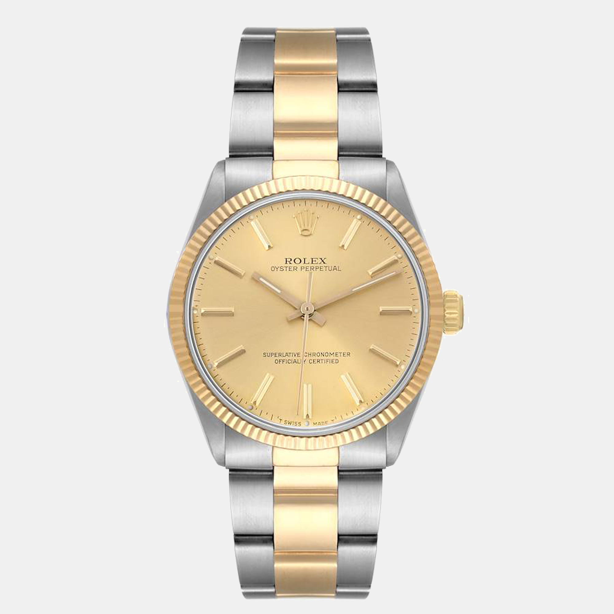 Rolex Oyster Perpetual Steel Yellow Gold Vintage Mens Watch 1005
