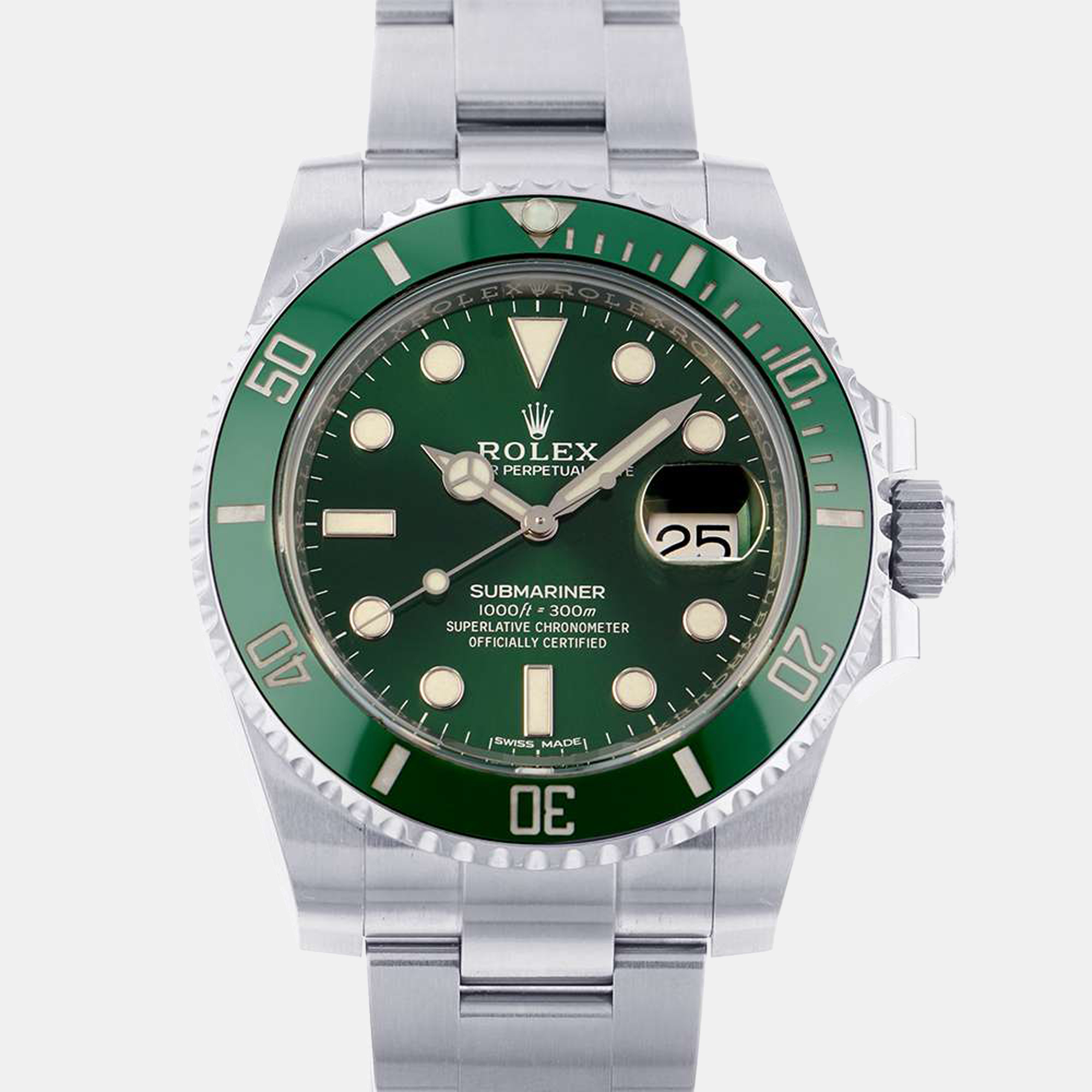 Rolex Green Stainless Steel Submariner 116610LV Automatic Men's Wristwatch 40 Mm