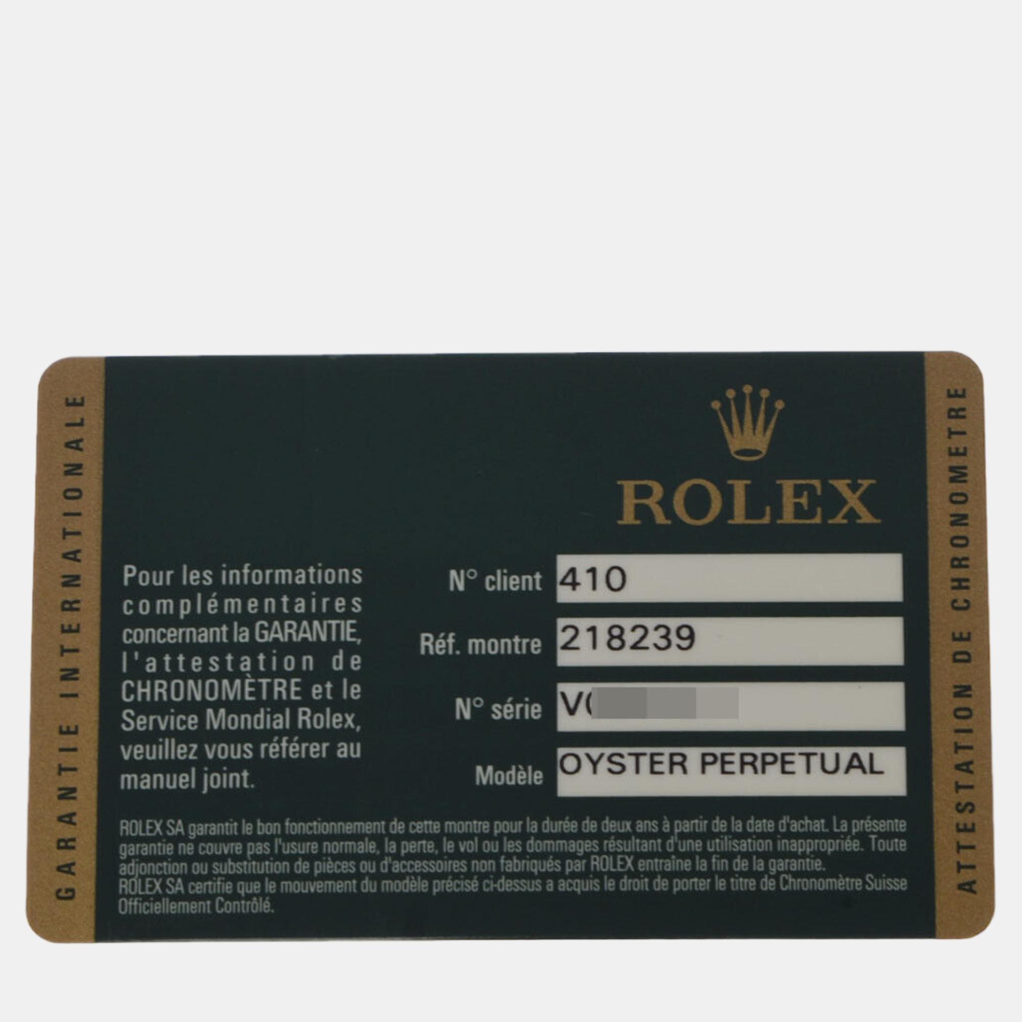 Rolex Blue 18k White Gold Day-Date 218239 Automatic Men's Wristwatch 41 Mm