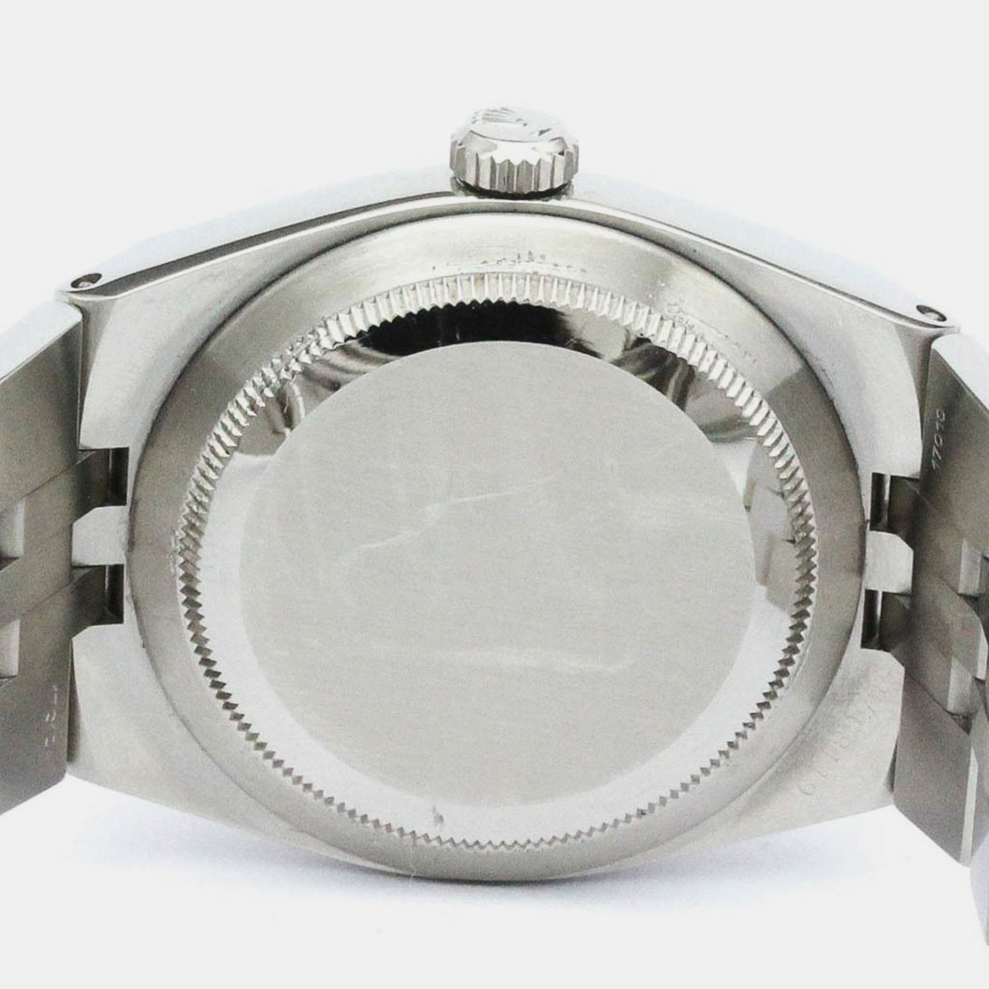 Rolex Silver 18k White Gold And Stainless Steel Datejust 17014 Quartz Men's Wristwatch 36 Mm