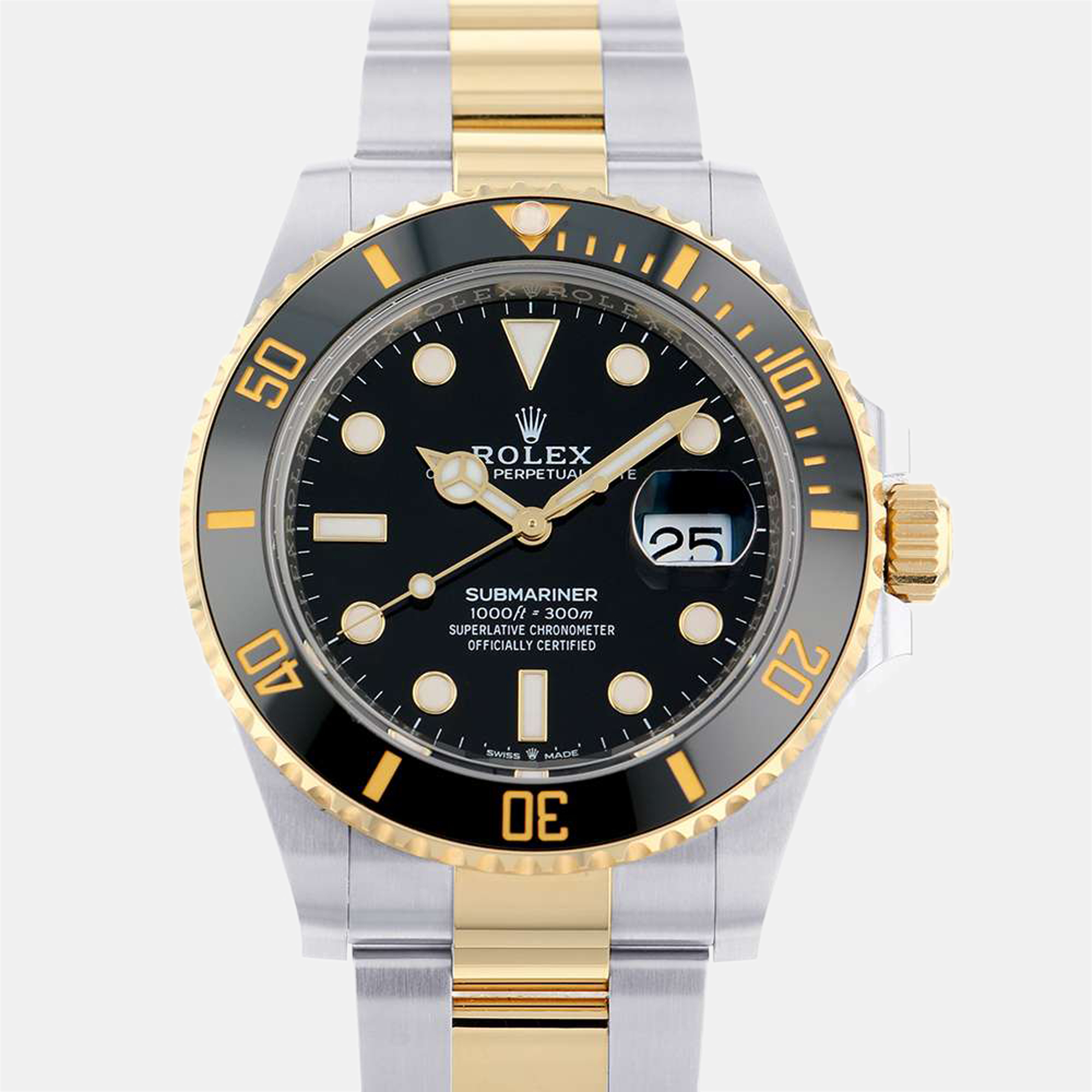Rolex Black 18K Yellow Gold And Stainless Steel Submariner 126613LN Men's Wristwatch 41 Mm