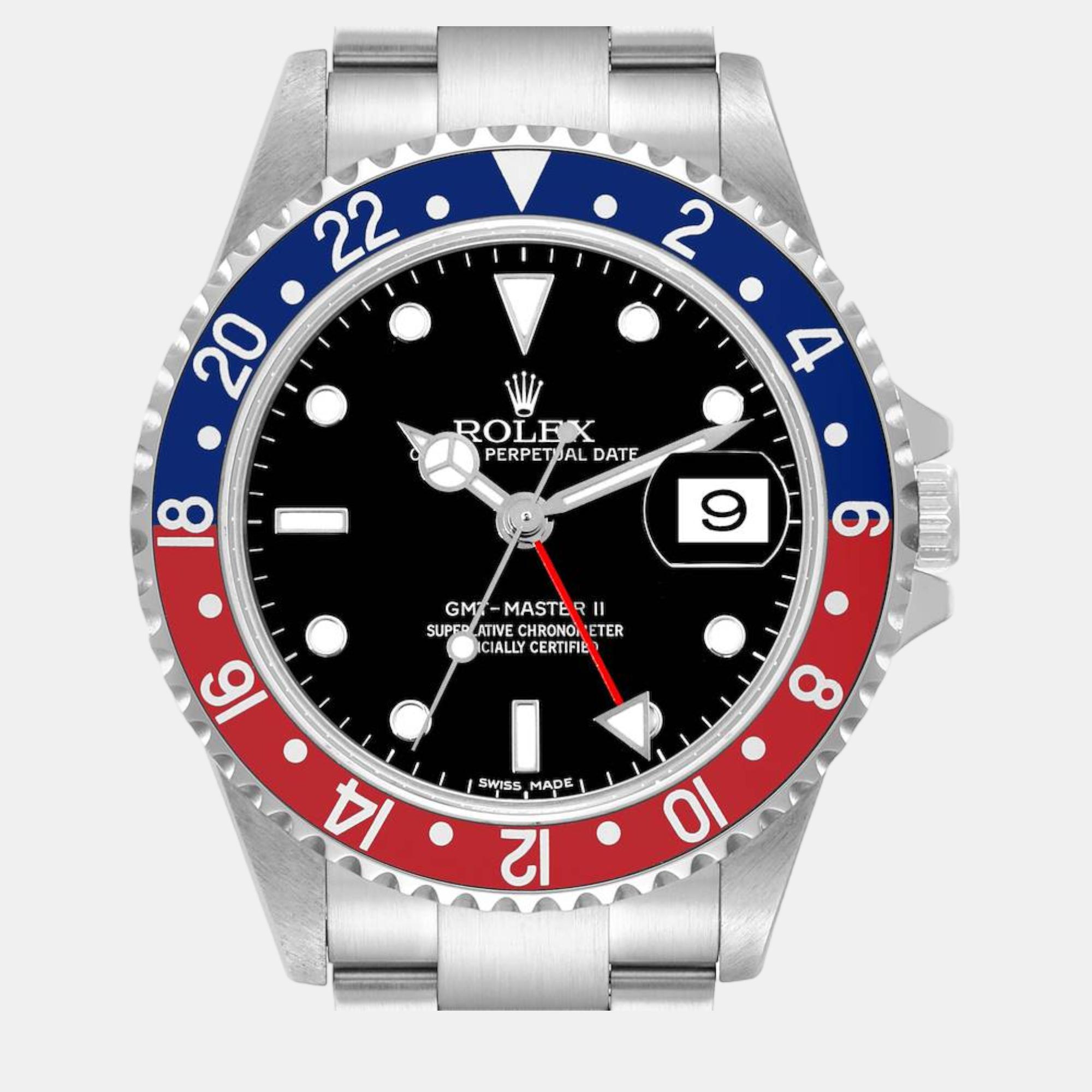 Rolex GMT Master II Blue Red Pepsi Error Dial Steel Men's Watch 16710 40 mm, Black
Rolex GMT Master II Blue Red Pepsi Error Dial Steel Men's Watch 16710 40 mm, Black