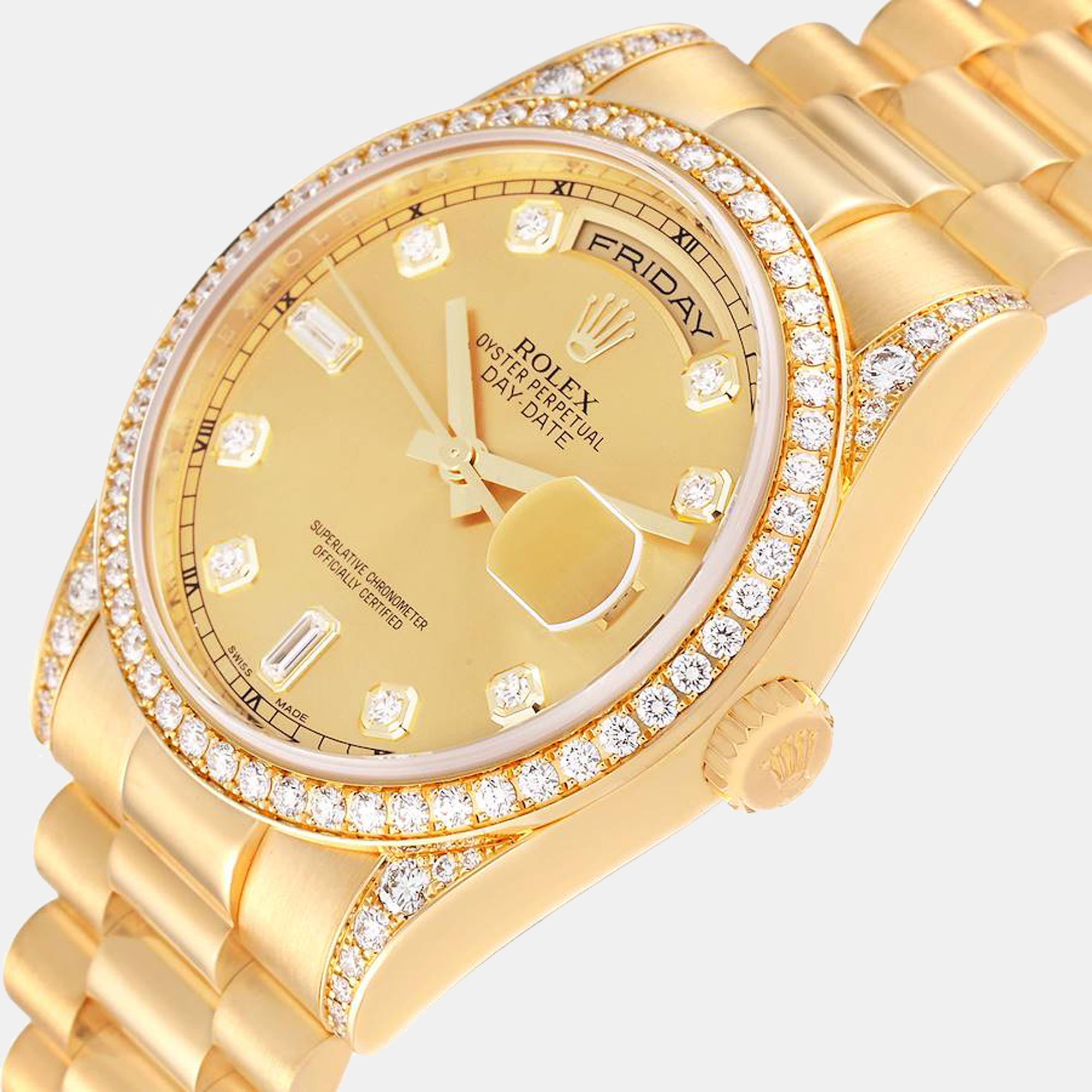 Rolex President Day-Date 36 Yellow Gold Diamond Men's Watch 118388 36 mm
Rolex President Day-Date 36 Yellow Gold Diamond Men's Watch 118388 36 mm