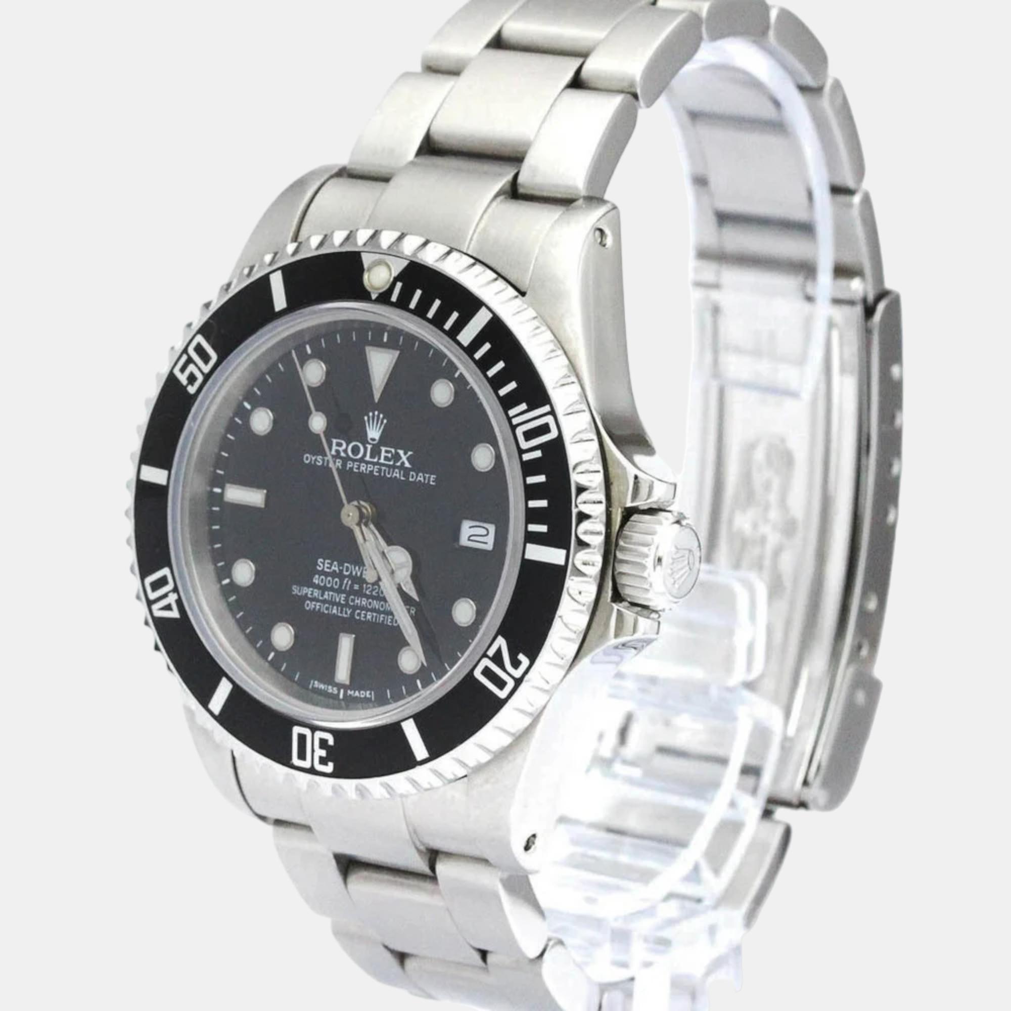 Rolex Black Stainless Steel Sea-Dweller 16660 Automatic Men's Wristwatch 40 Mm