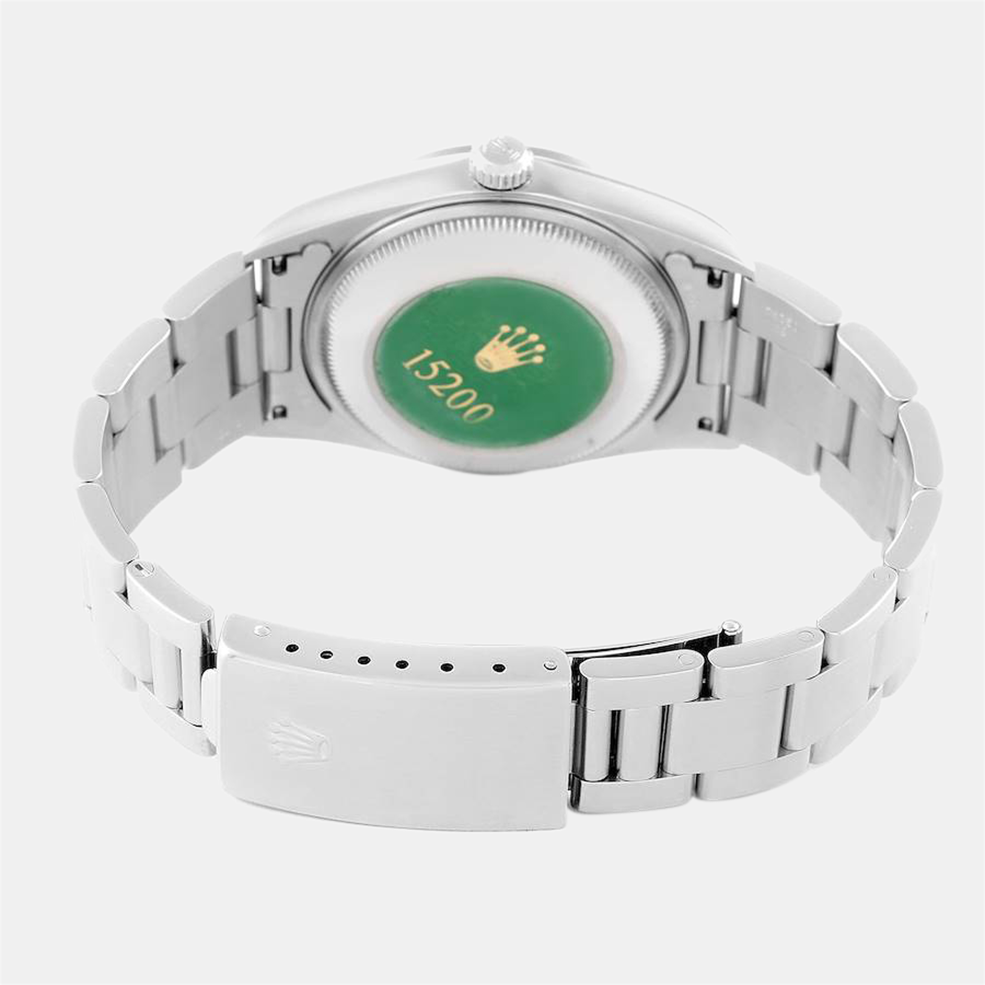 Rolex Date Salmon Dial Smooth Bezel Steel Men's Watch 15200 34 Mm