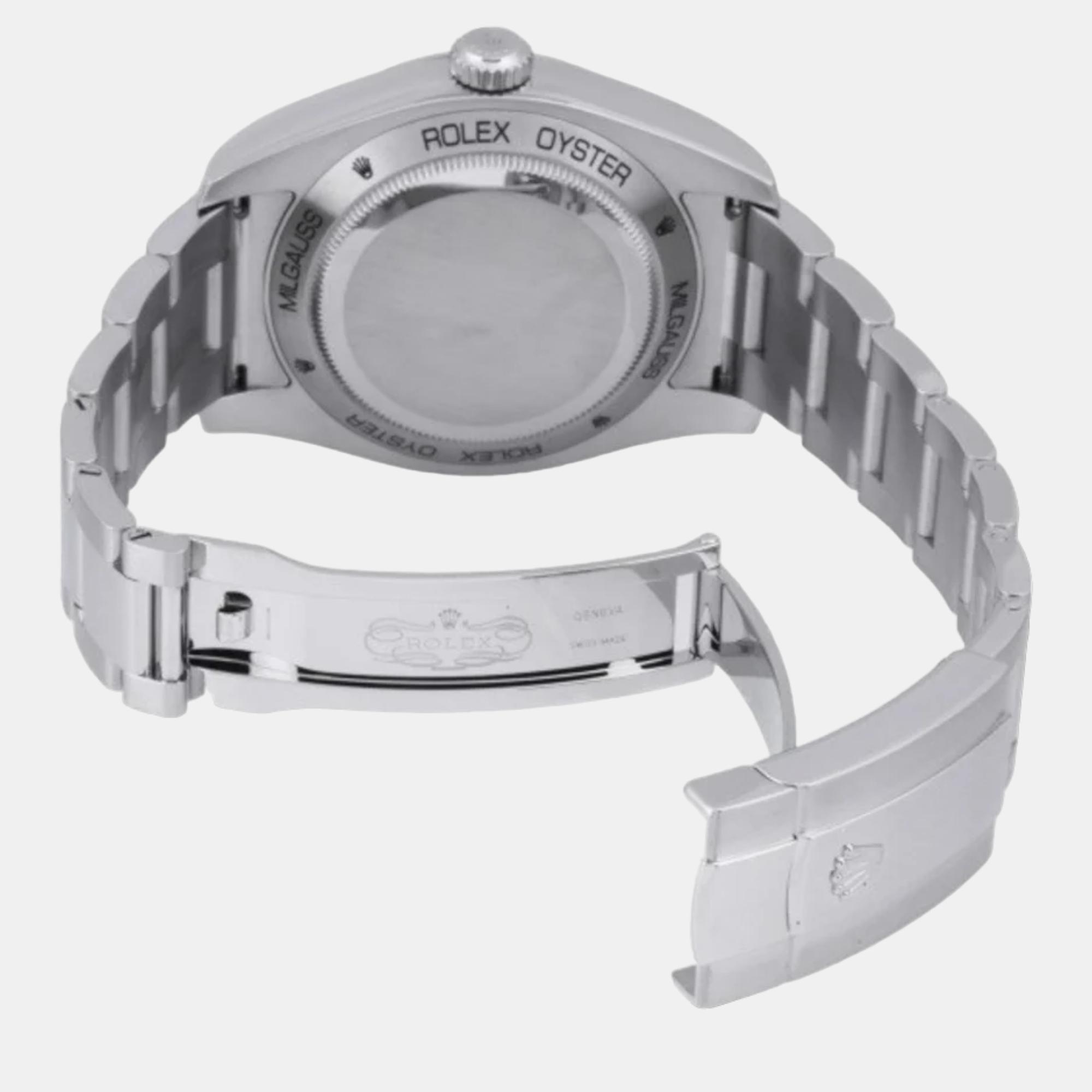 Rolex White Stainless Steel Milgauss 116400 Automatic Men's Wristwatch 40 Mm