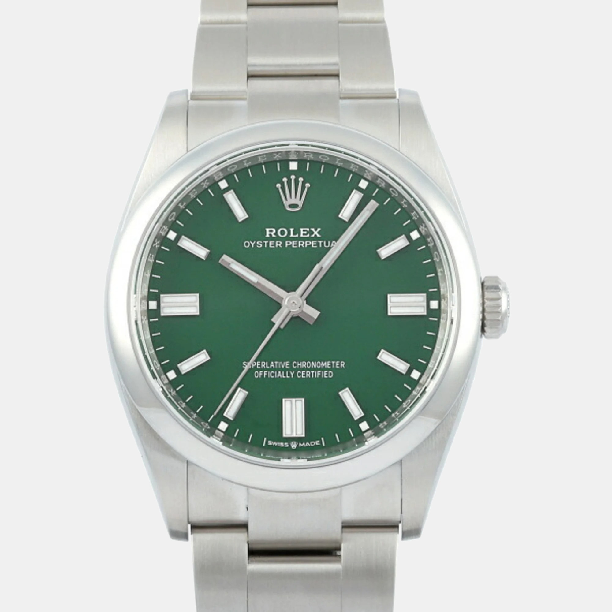 Rolex Green Stainless Steel Oyster Perpetual 126000 Automatic Men's Wristwatch 36 Mm