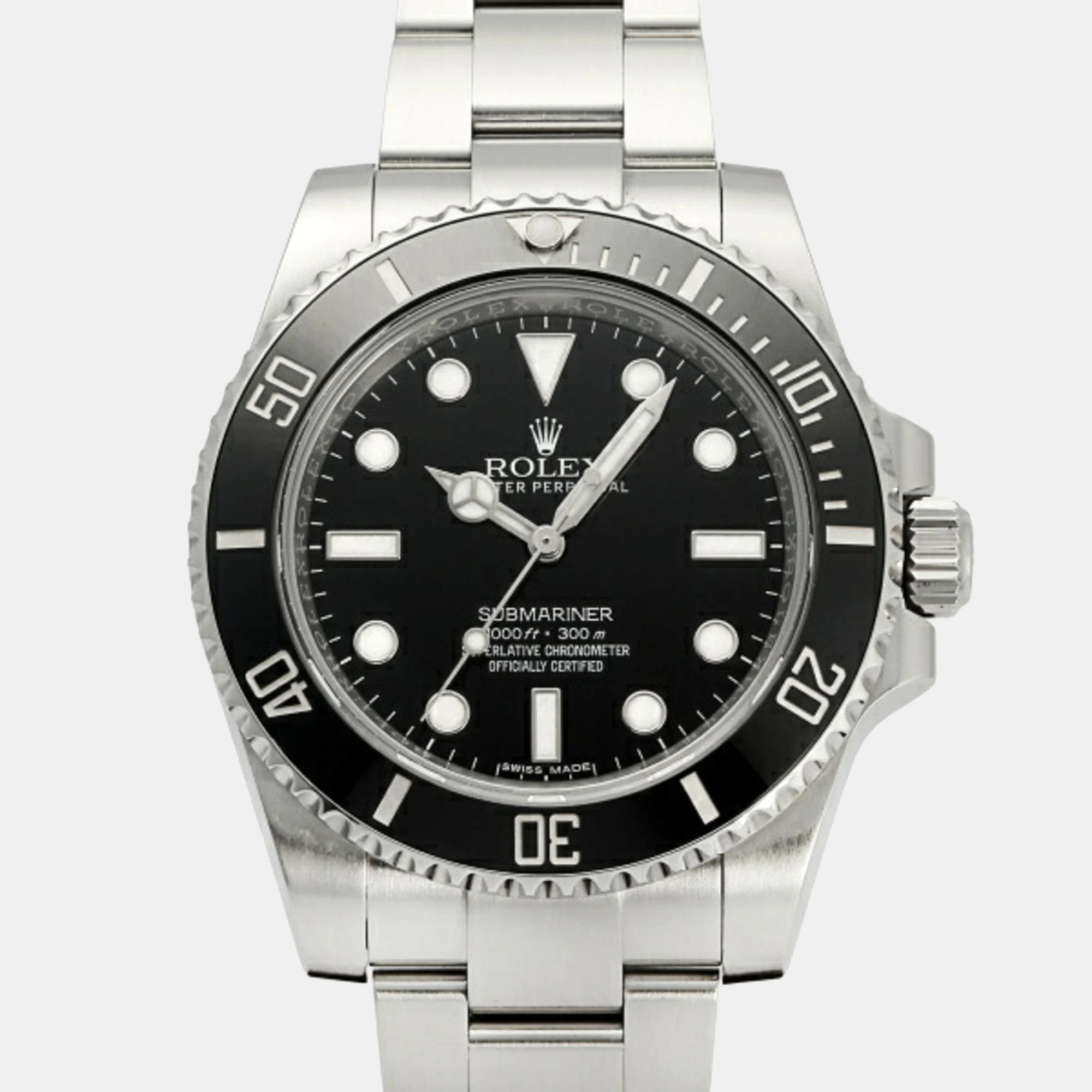 Rolex Black Stainless Steel And Ceramic Submariner 114060 Automatic Men's Wristwatch 40 Mm