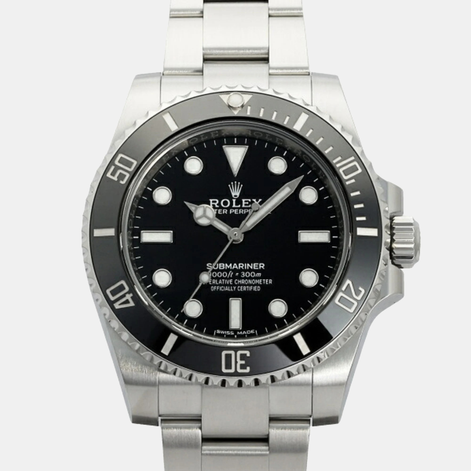 Rolex Black Stainless Steel And Ceramic Submariner 114060 Automatic Men's Wristwatch 40 Mm
