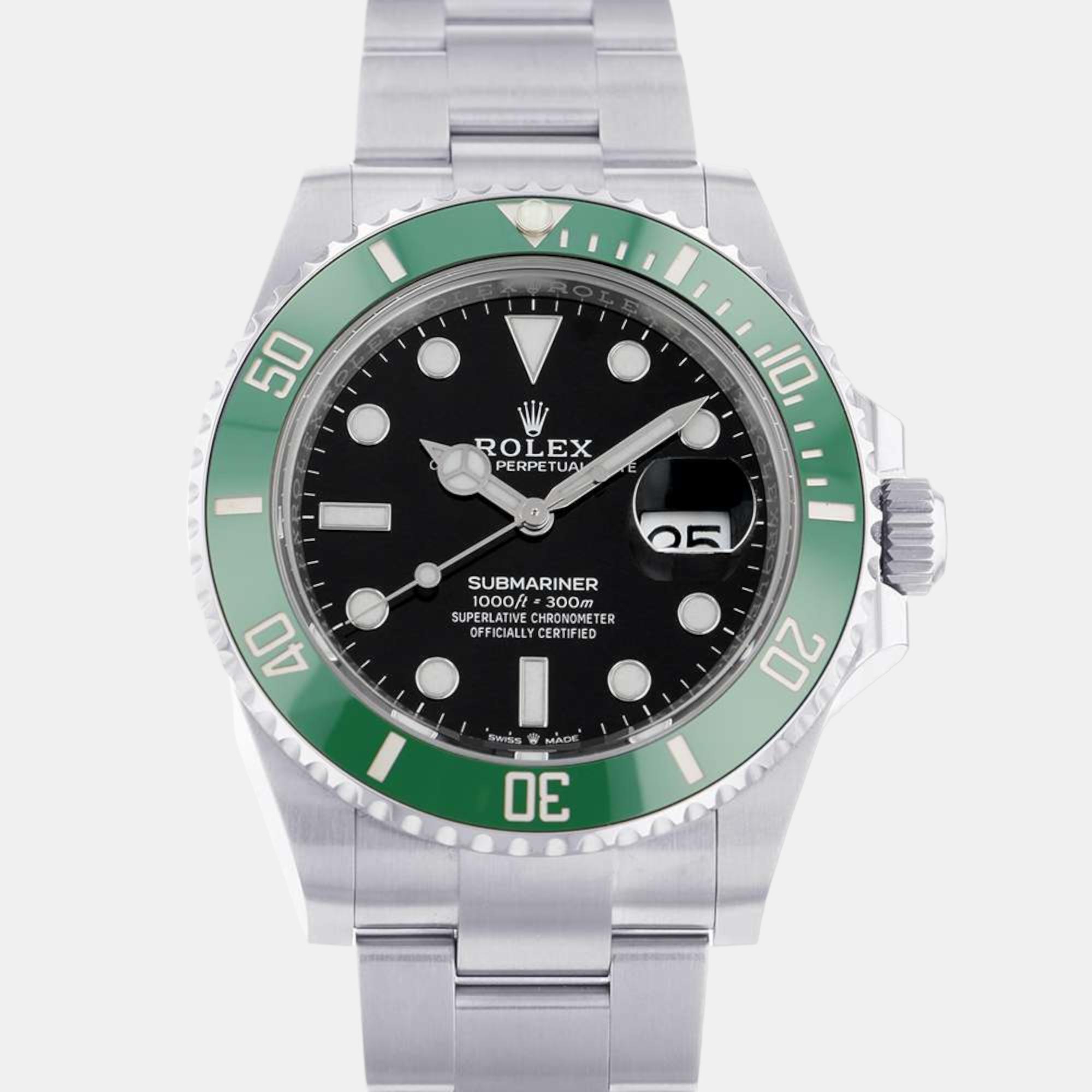 Rolex Black Stainless Steel Submariner 126610LV Men's Wristwatch 41 Mm