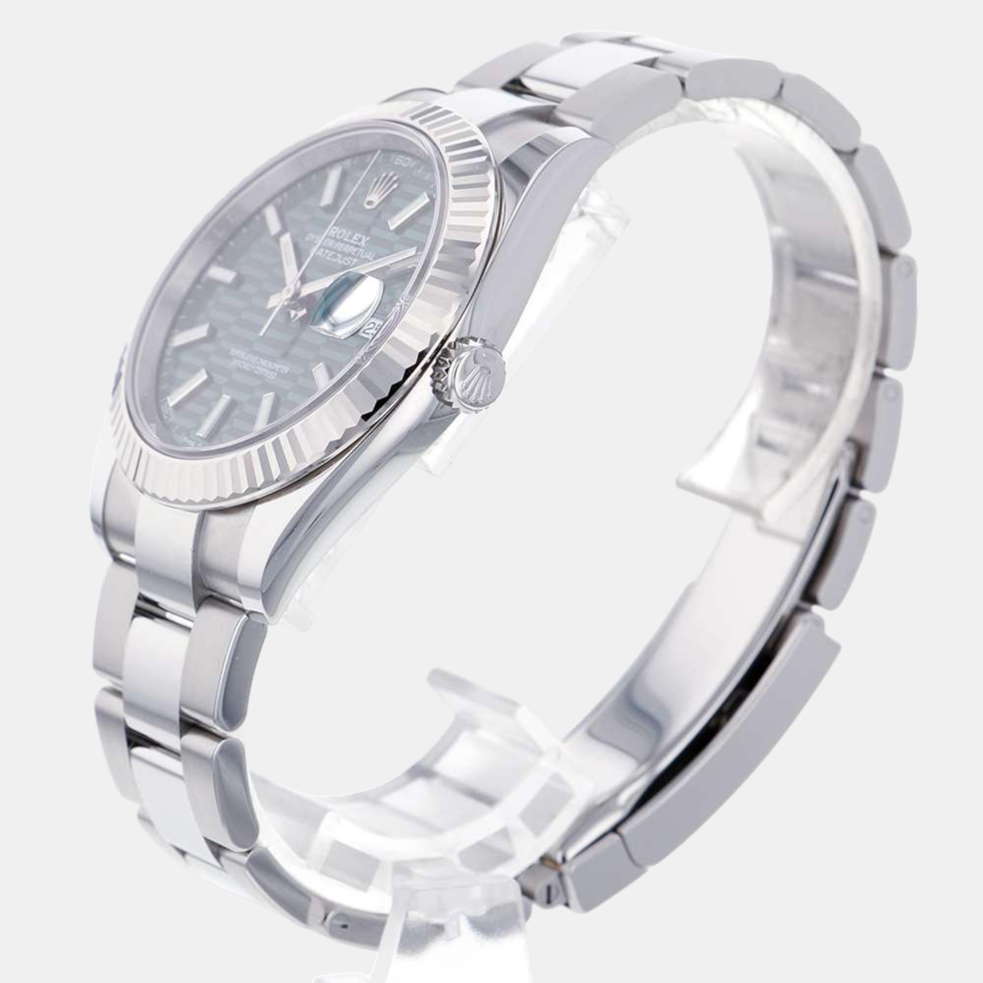 Rolex Green 18K White Gold And Stainless Steel Datejust 126334 Men's Wristwatch 41 mm 
Rolex Green 18K White Gold And Stainless Steel Datejust 126334 Men's Wristwatch 41 mm