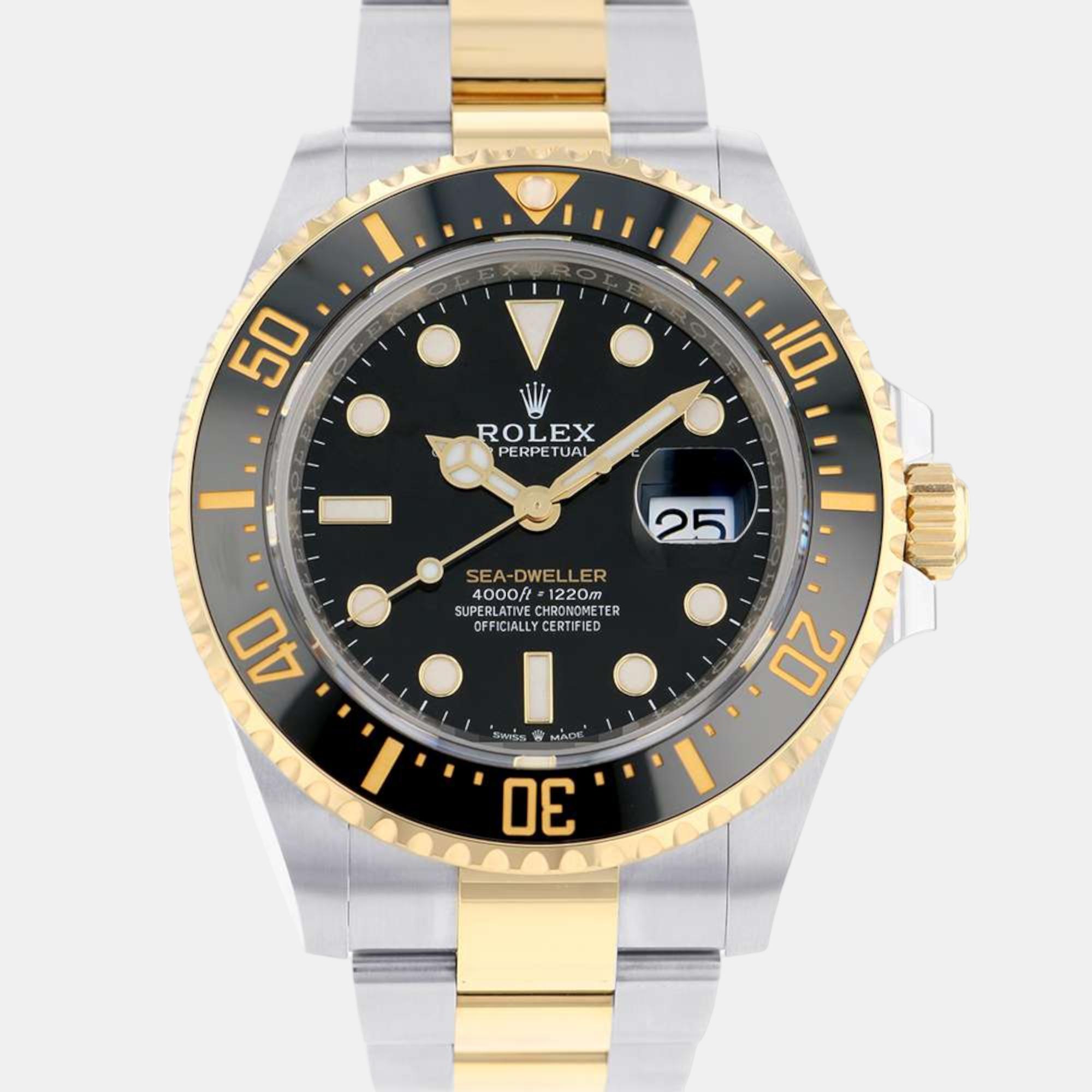 Rolex Black 18k Yellow Gold And Stainless Steel Sea-Dweller 126603 Automatic Men's Wristwatch 43 Mm
