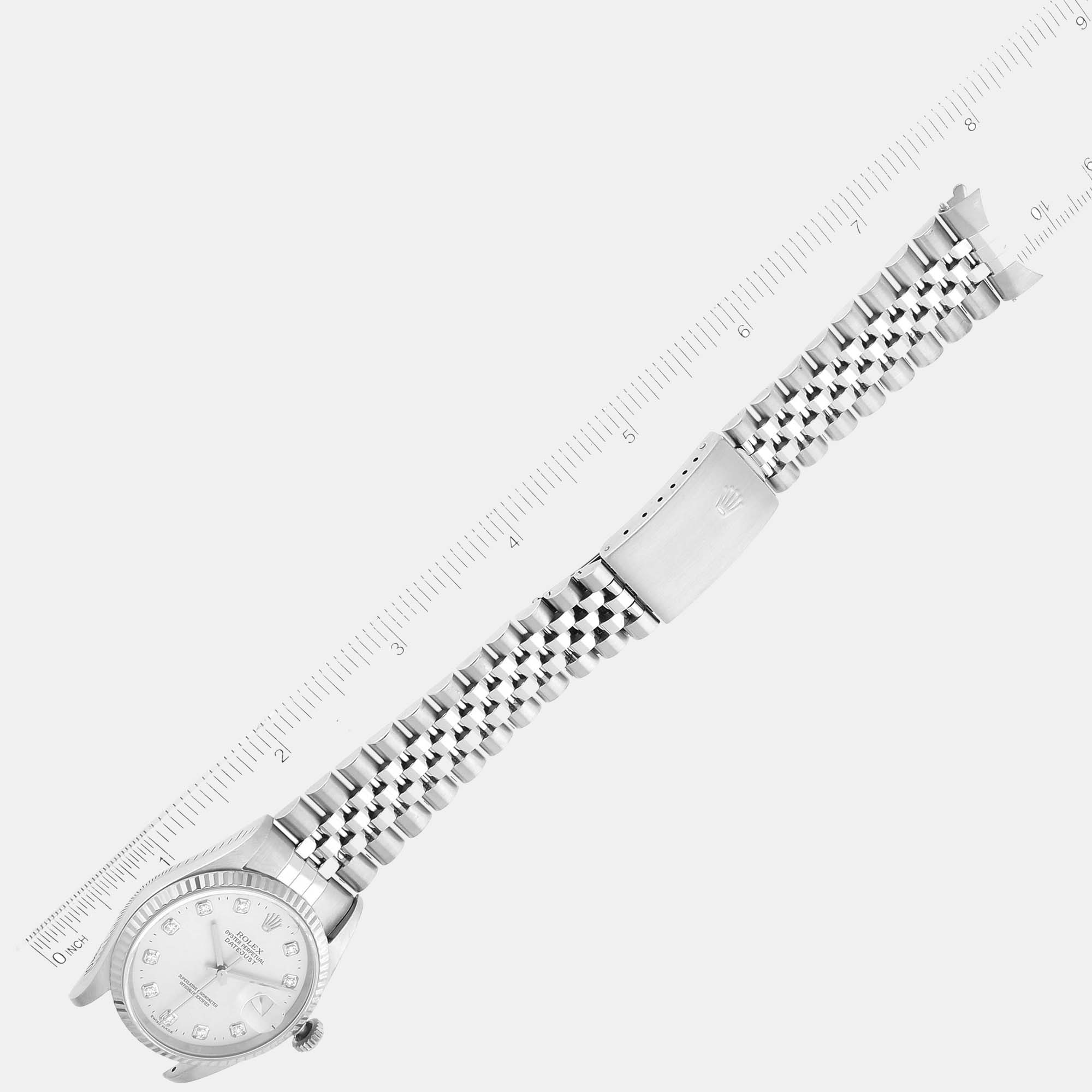 Rolex Datejust Steel White Gold Diamond Dial Men's Watch 16234