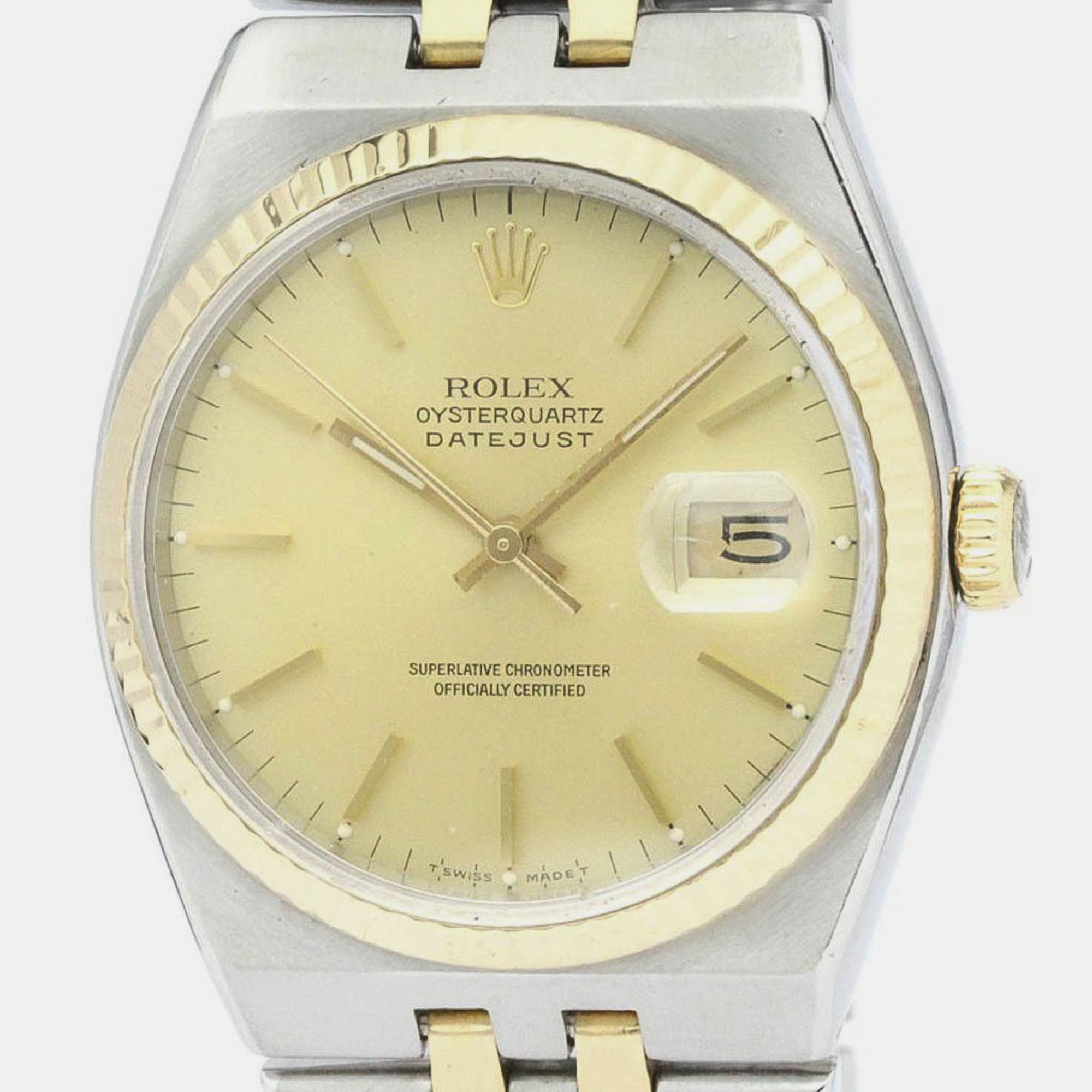 Rolex Gold 18k Yellow Gold And Stainless Steel Datejust 17013 Automatic Men's Wristwatch 36 Mm