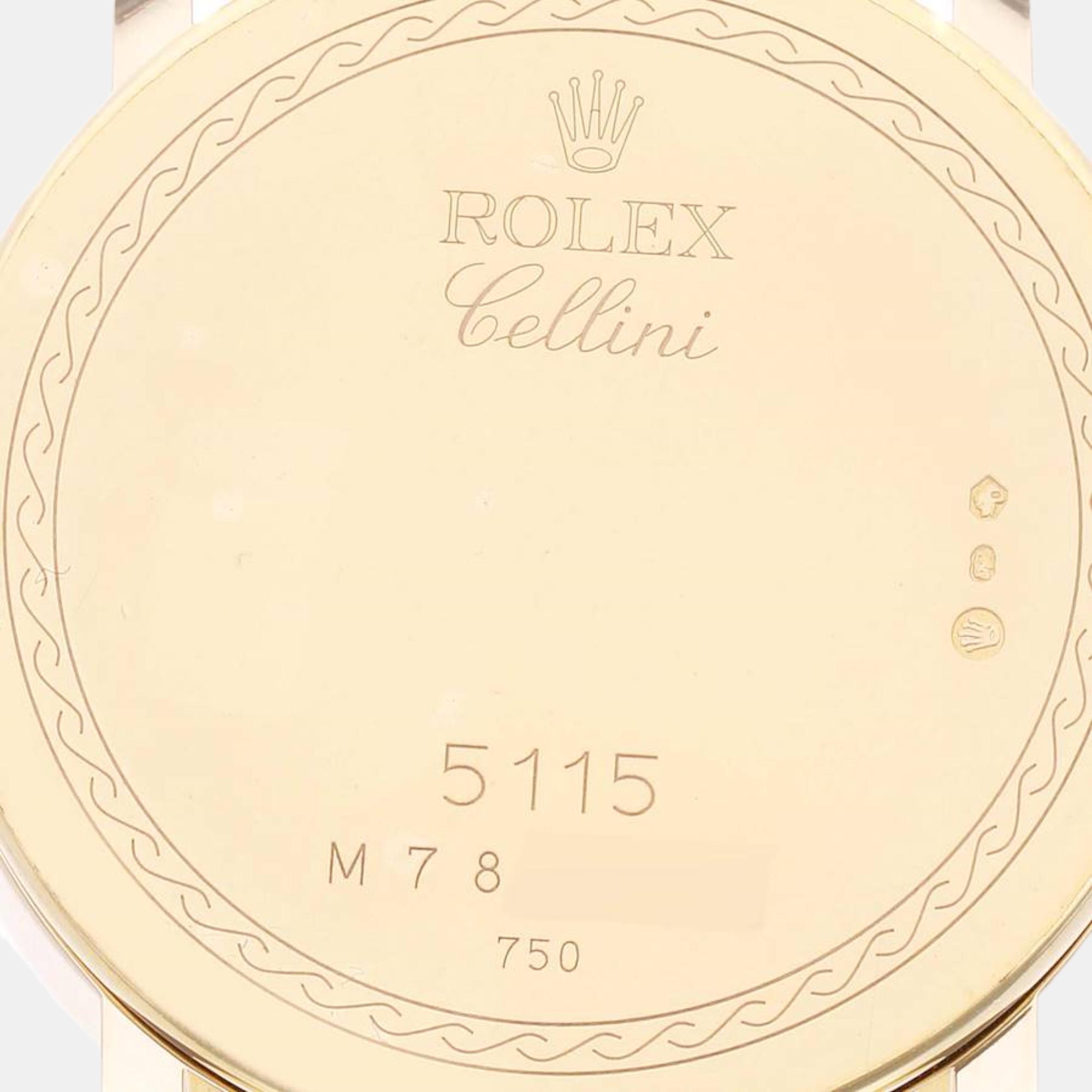 Rolex Cellini Classic Yellow Gold Silver Dial Men's Watch 5115 32 Mm