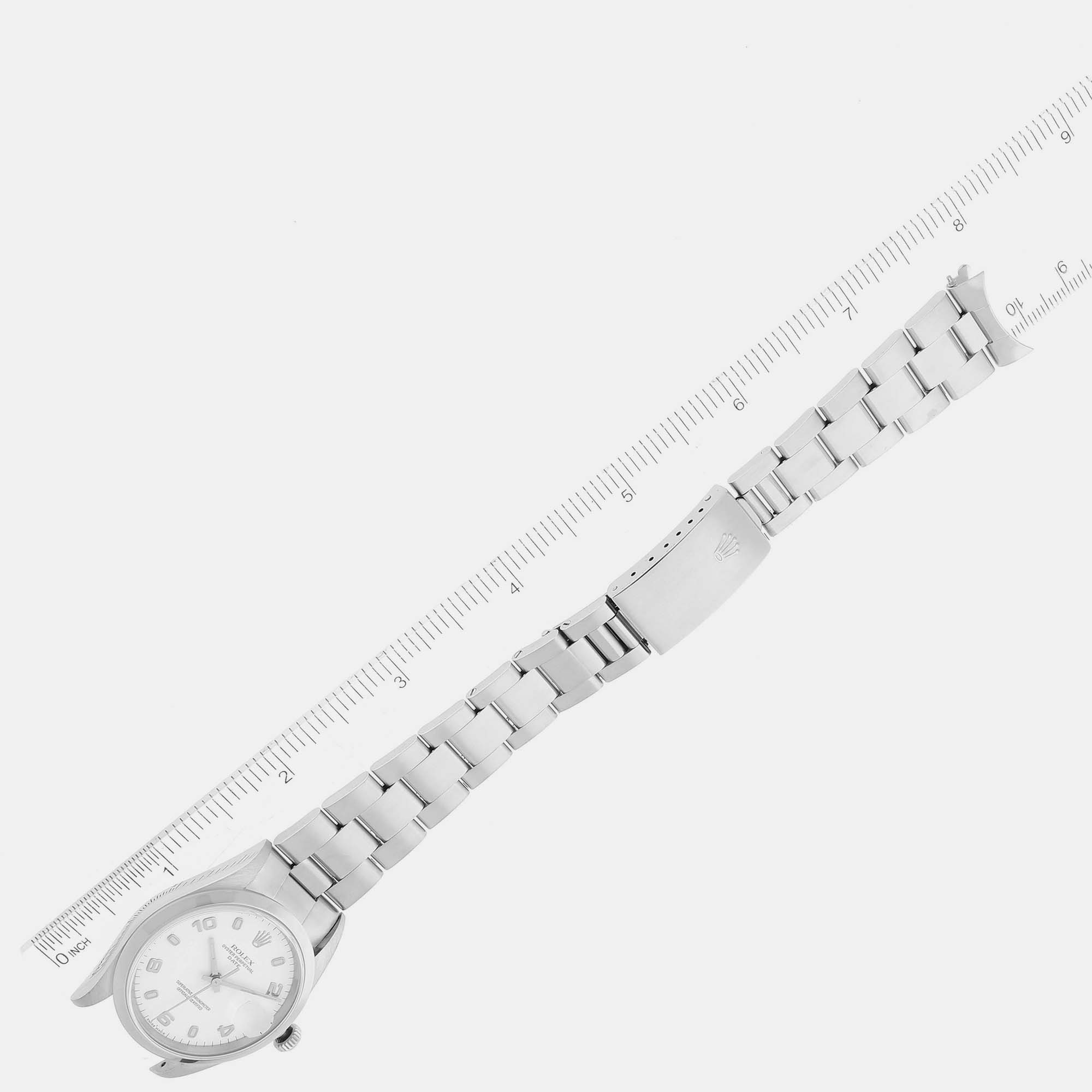 Rolex Date White Dial Oyster Bracelet Steel Mens Watch 15200 34 Mm