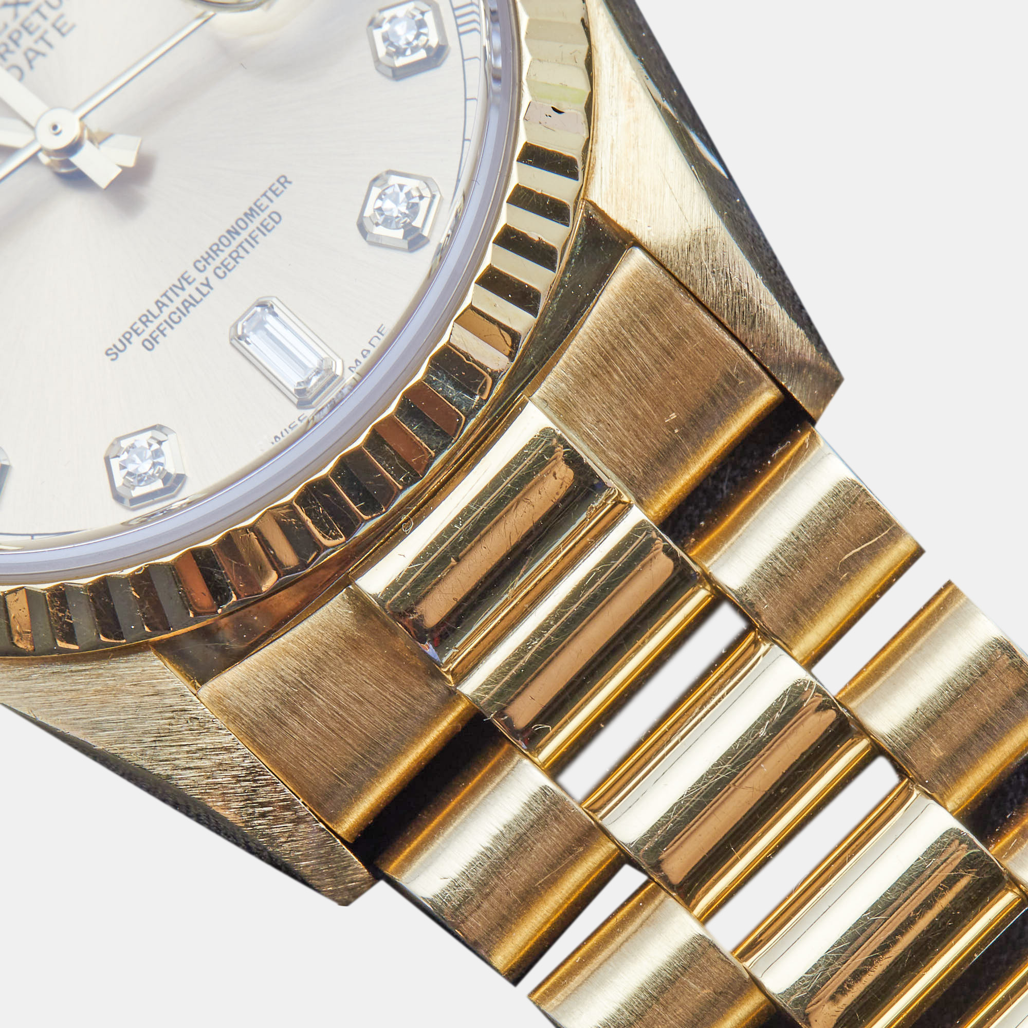 Rolex Champagne Diamond 18K Yellow Gold Day-Date President 18038 Men's Wristwatch 36 Mm