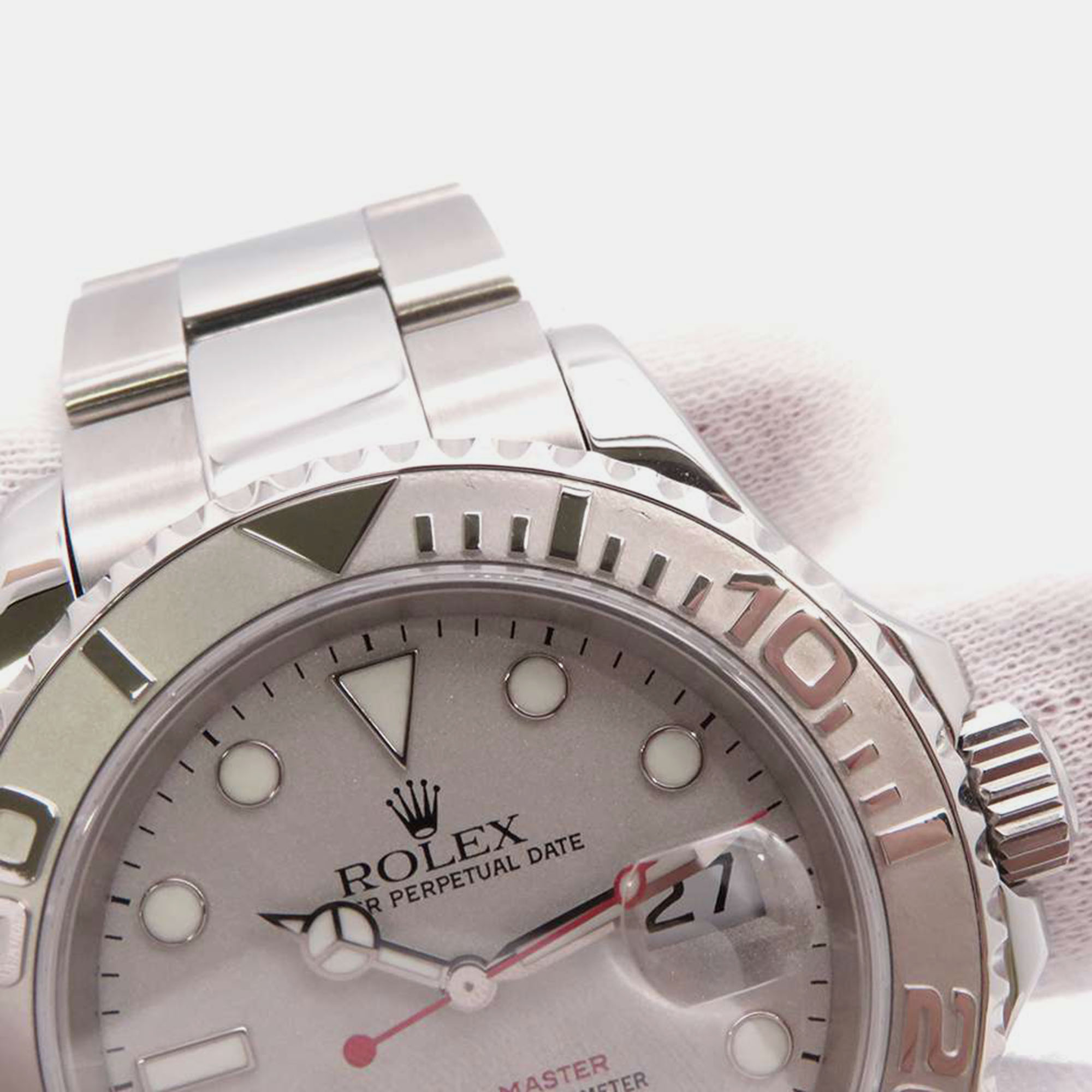 Rolex Silver Platinum And Stainless Steel Yacht-Master 16622 Automatic Men's Wristwatch 40 Mm