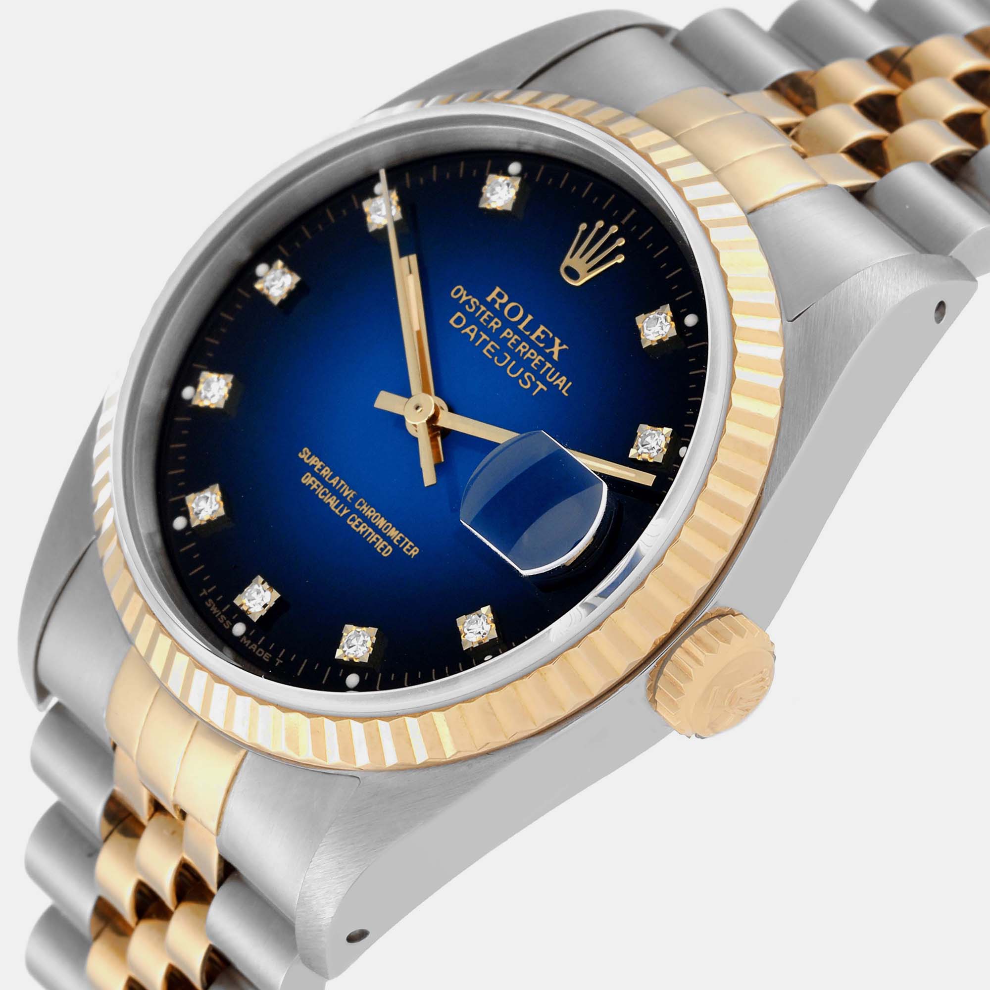 Rolex Datejust Stainless Steel Yellow Gold Mens Watch 16233 36 mm, Blue
Rolex Datejust Stainless Steel Yellow Gold Mens Watch 16233 36 mm, Blue