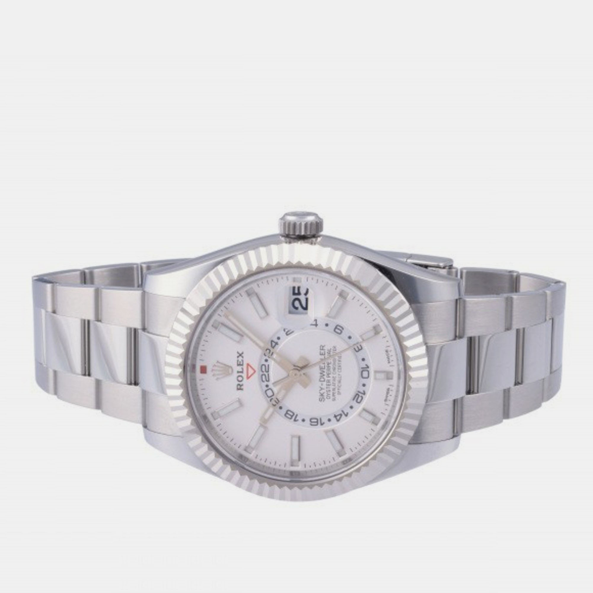 Rolex White 18k White Gold And Stainless Steel Sky-Dweller 326934 Automatic Men's Wristwatch 42 Mm