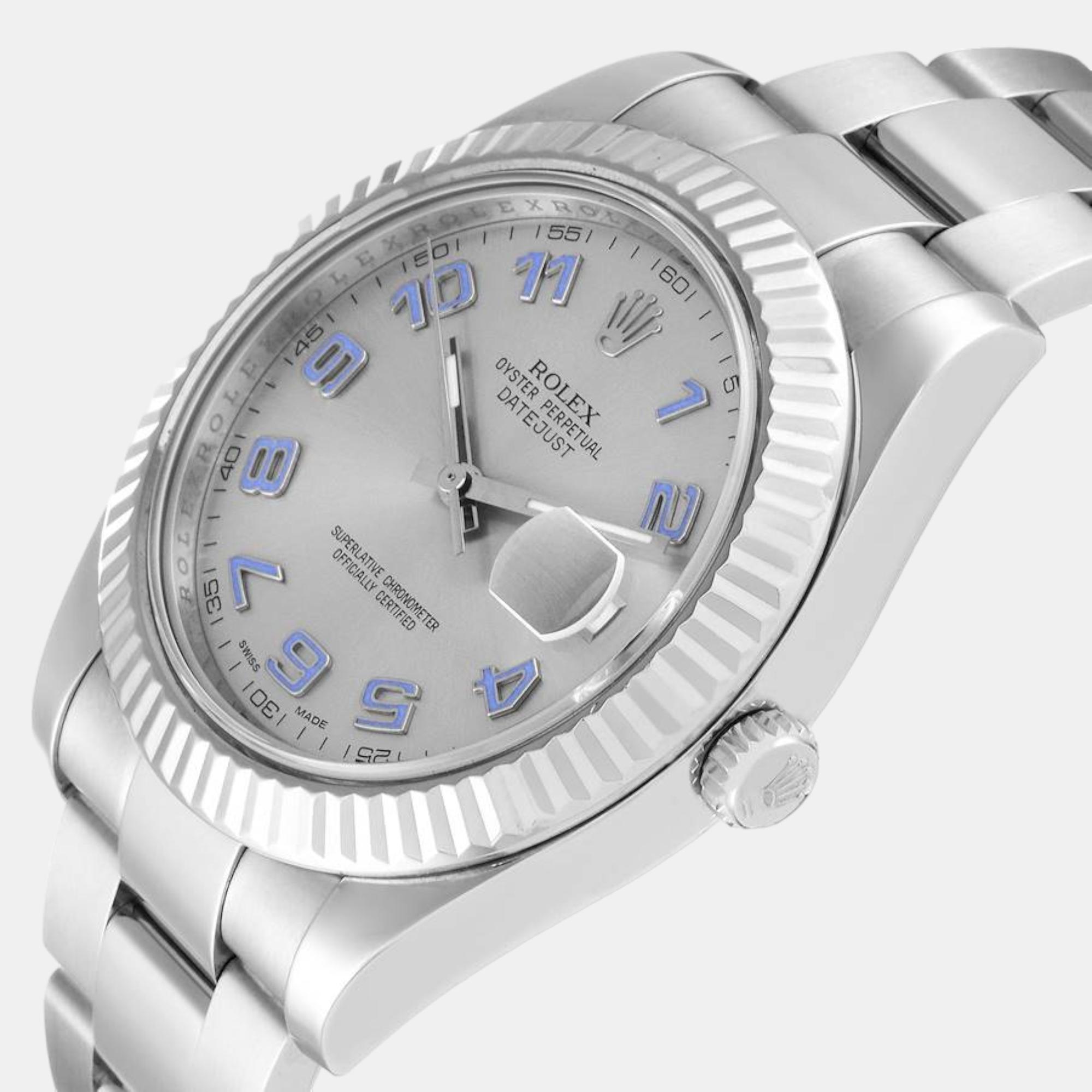 Rolex Datejust II Steel White Gold Blue Numerals Mens Watch 116334, Silver
Rolex Datejust II Steel White Gold Blue Numerals Mens Watch 116334, Silver