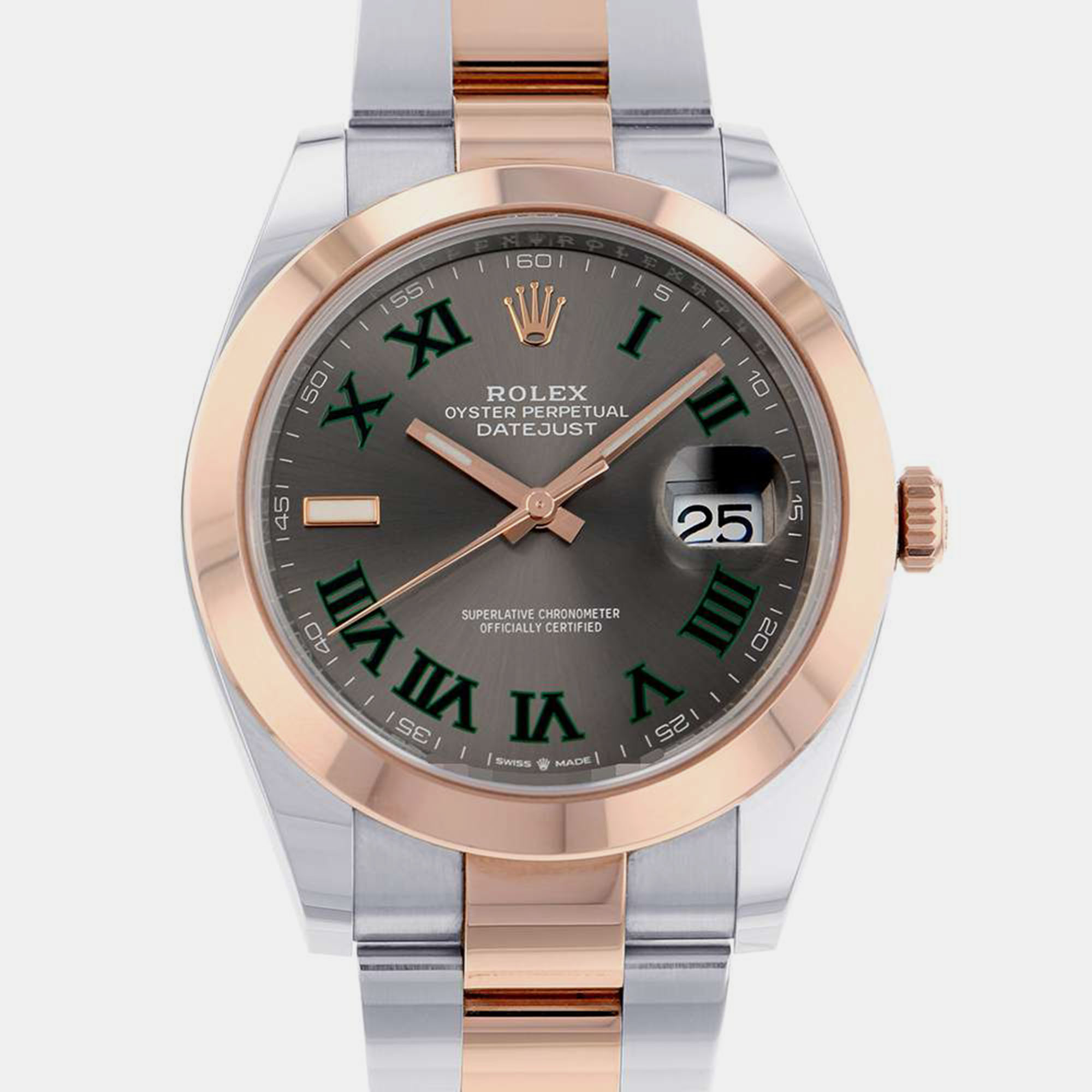 Rolex Grey 18k Rose Gold And Stainless Steel Datejust 126301 Automatic Men's Wristwatch 41 Mm