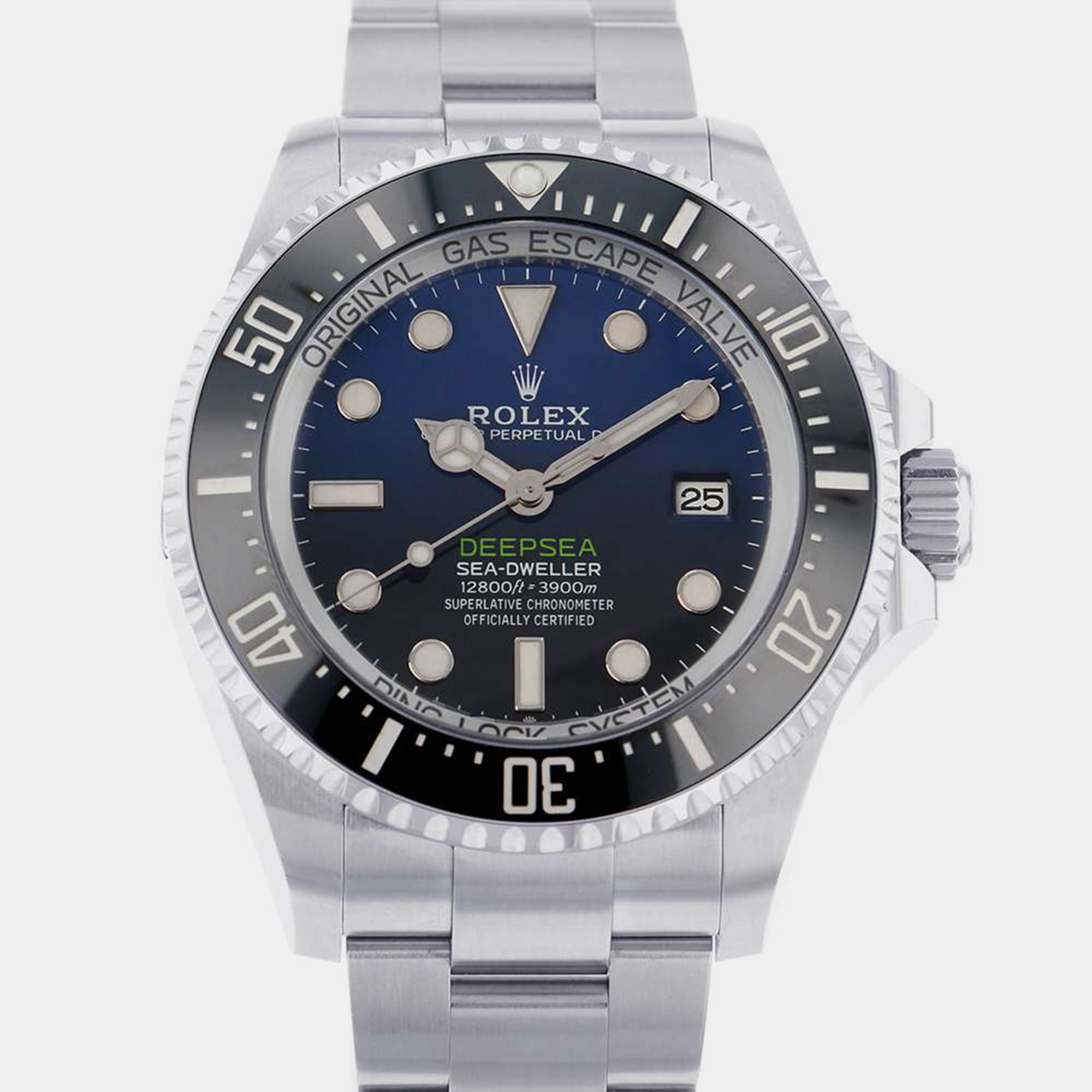 Rolex Blue Stainless Steel Sea-Dweller Deepsea 136660 Automatic Men's Wristwatch 44 Mm