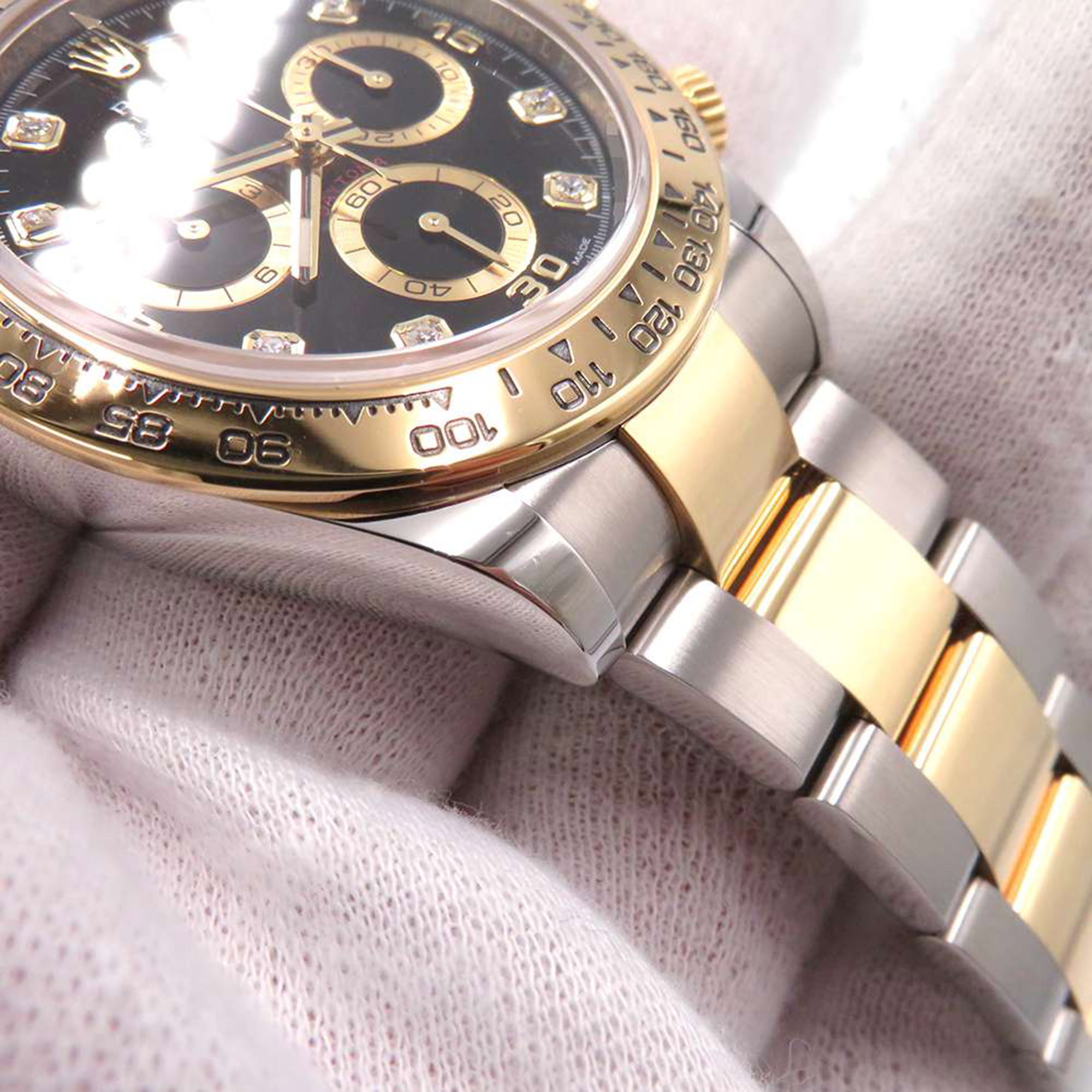 Rolex Black Diamond 18k Yellow Gold And Stainless Steel Cosmograph Daytona 116503 Automatic Men's Wristwatch 40 Mm