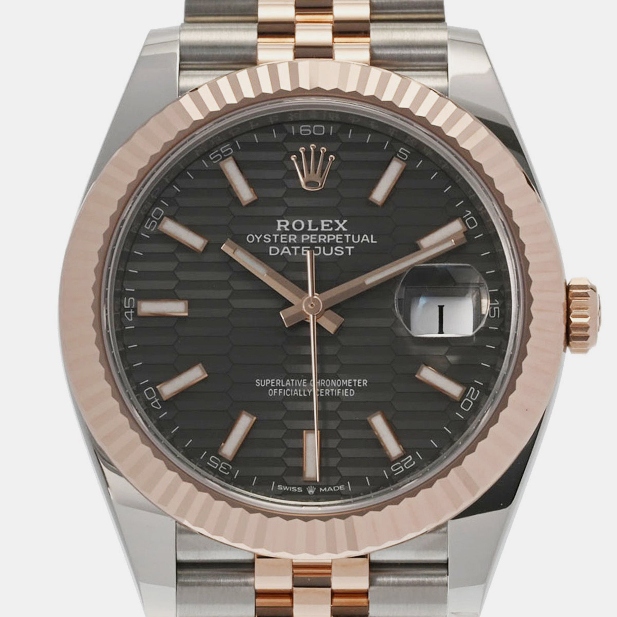 Rolex Grey 18k Rose Gold And Stainless Steel Datejust 126331 Automatic Men's Wristwatch 41 Mm