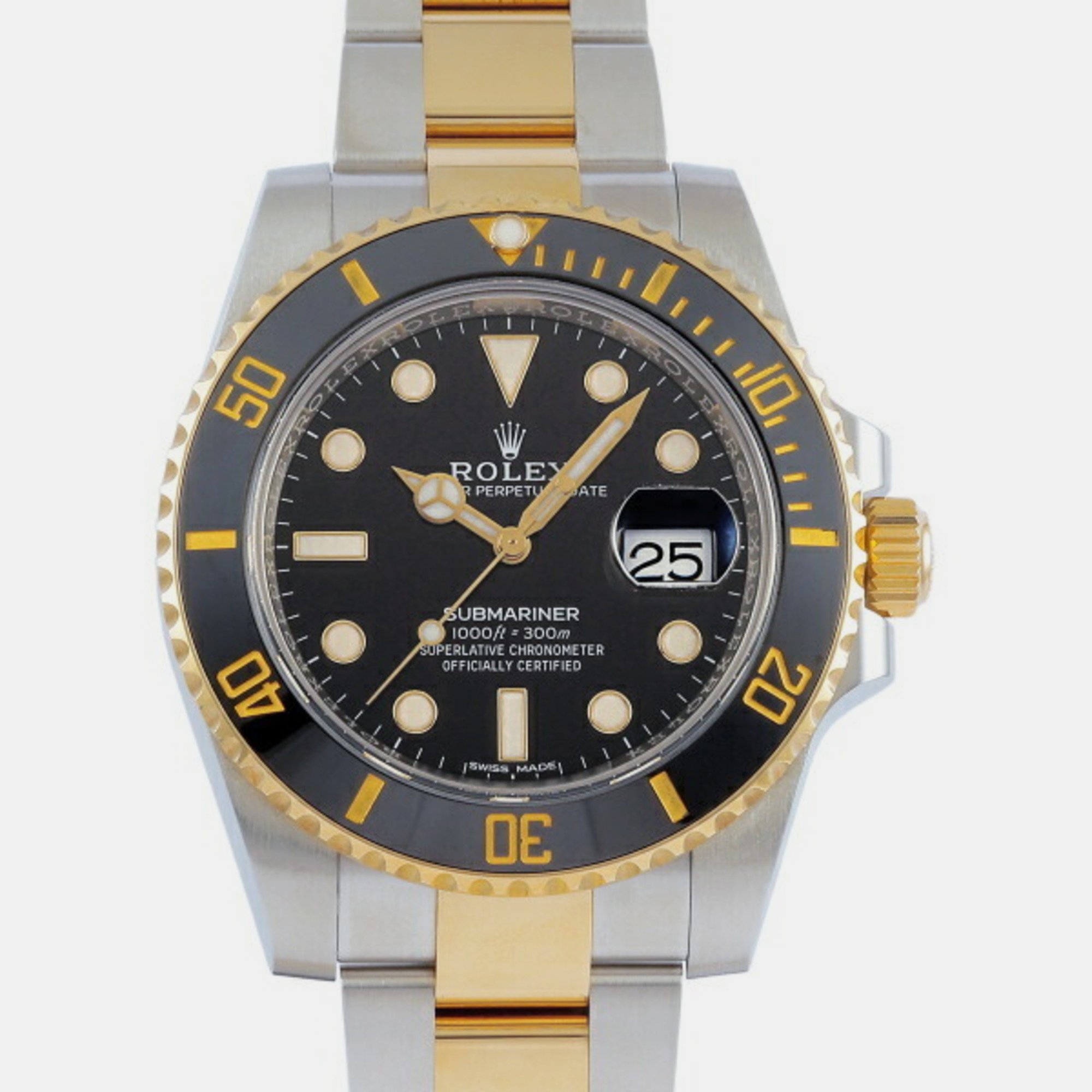 Rolex Black 18k Yellow Gold And Stainless Steel Submariner 116613LN Automatic Men's Wristwatch 40 Mm