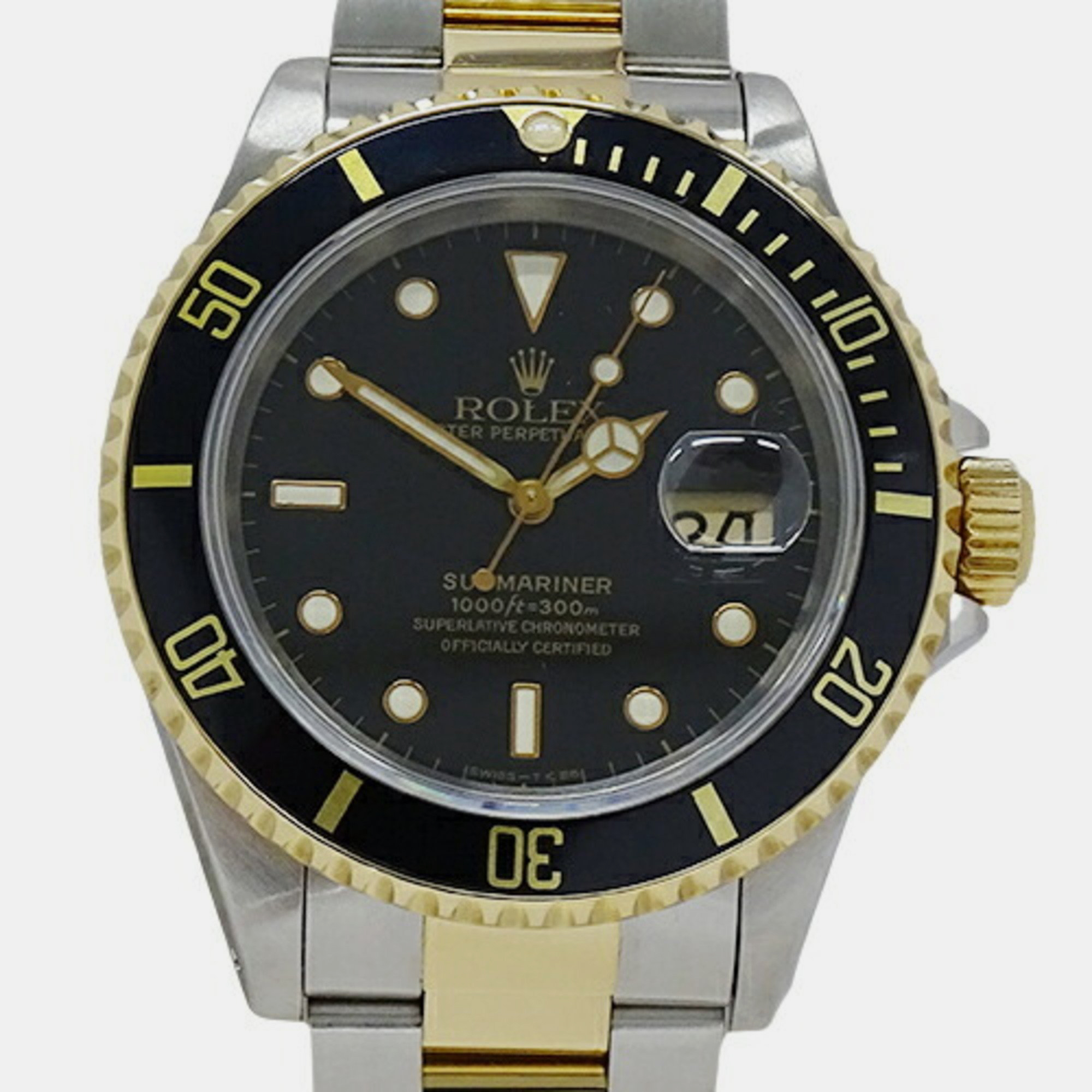 Rolex Black 18k Yellow Gold And Stainless Steel Submariner 16613 Automatic Men's Wristwatch 40 Mm