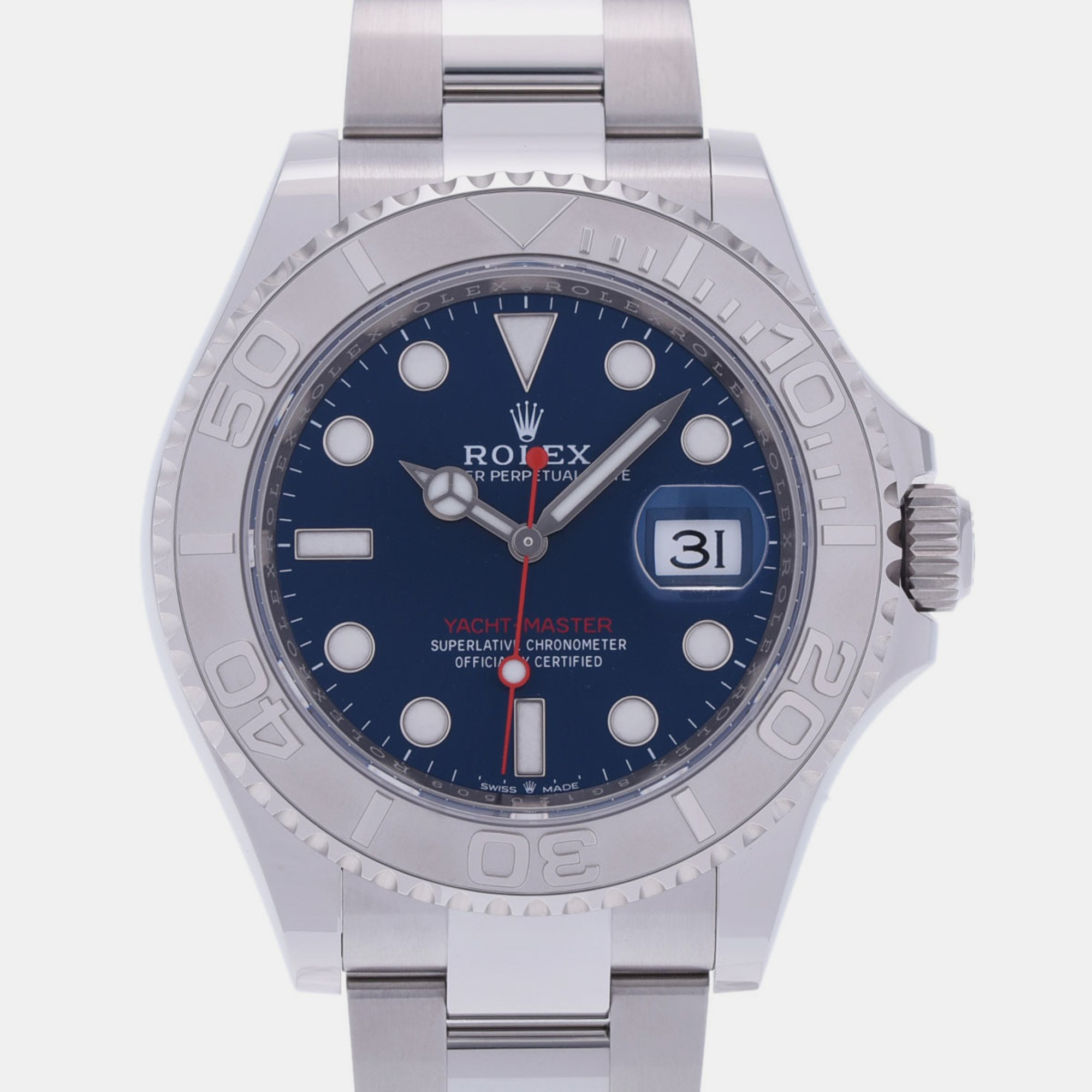 Rolex Blue Platinum And Stainless Steel Yacht-Master 126622 Automatic Men's Wristwatch 40 Mm