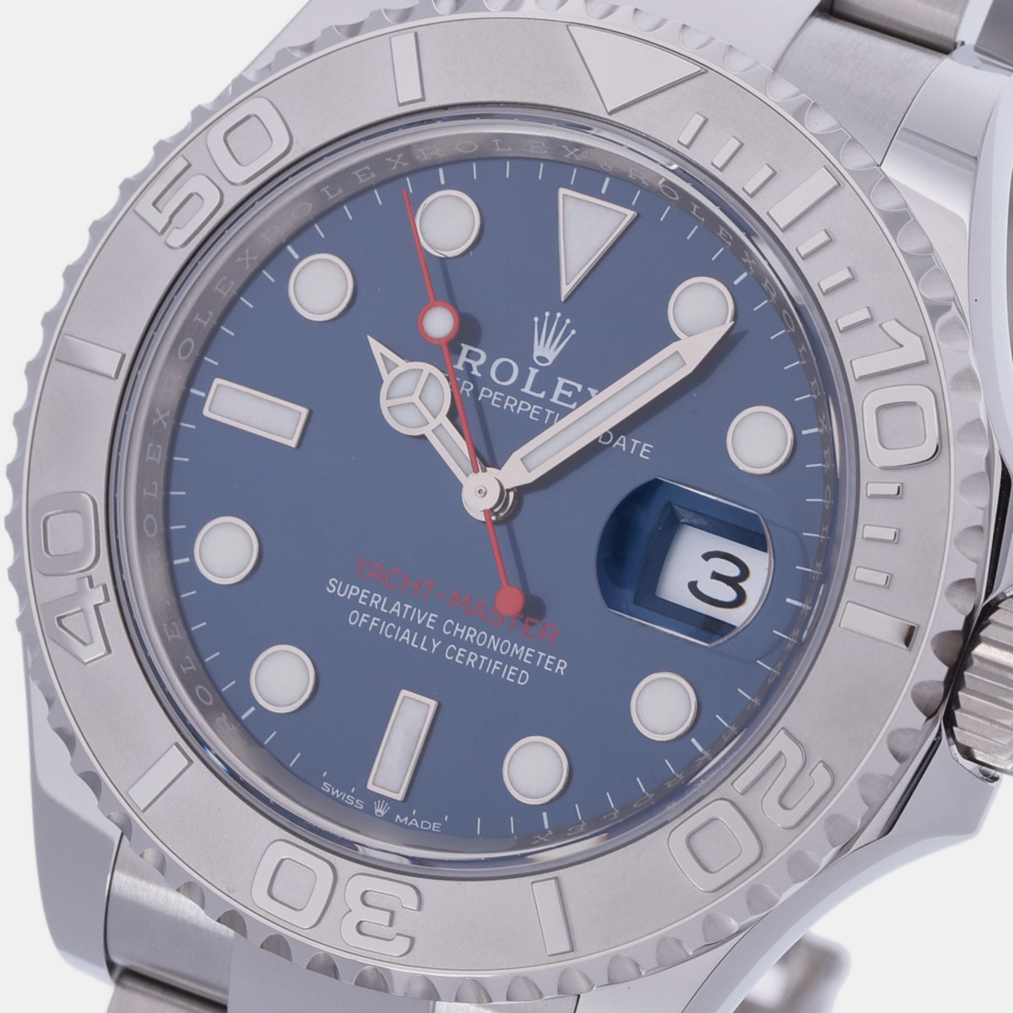 Rolex Blue Platinum And Stainless Steel Yacht-Master 126622 Automatic Men's Wristwatch 40 Mm