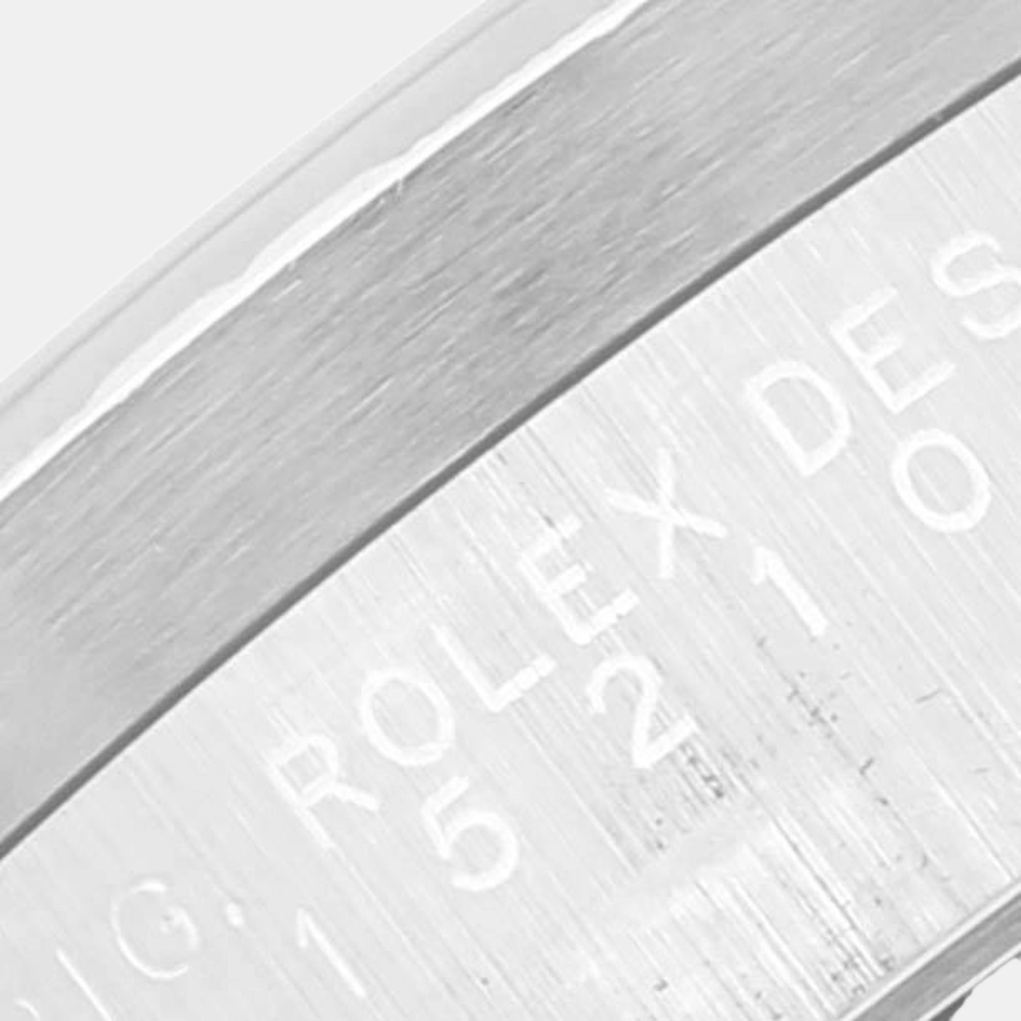 Rolex Date Blue Dial Engine Turned Bezel Steel Men's Watch 15210 34 Mm