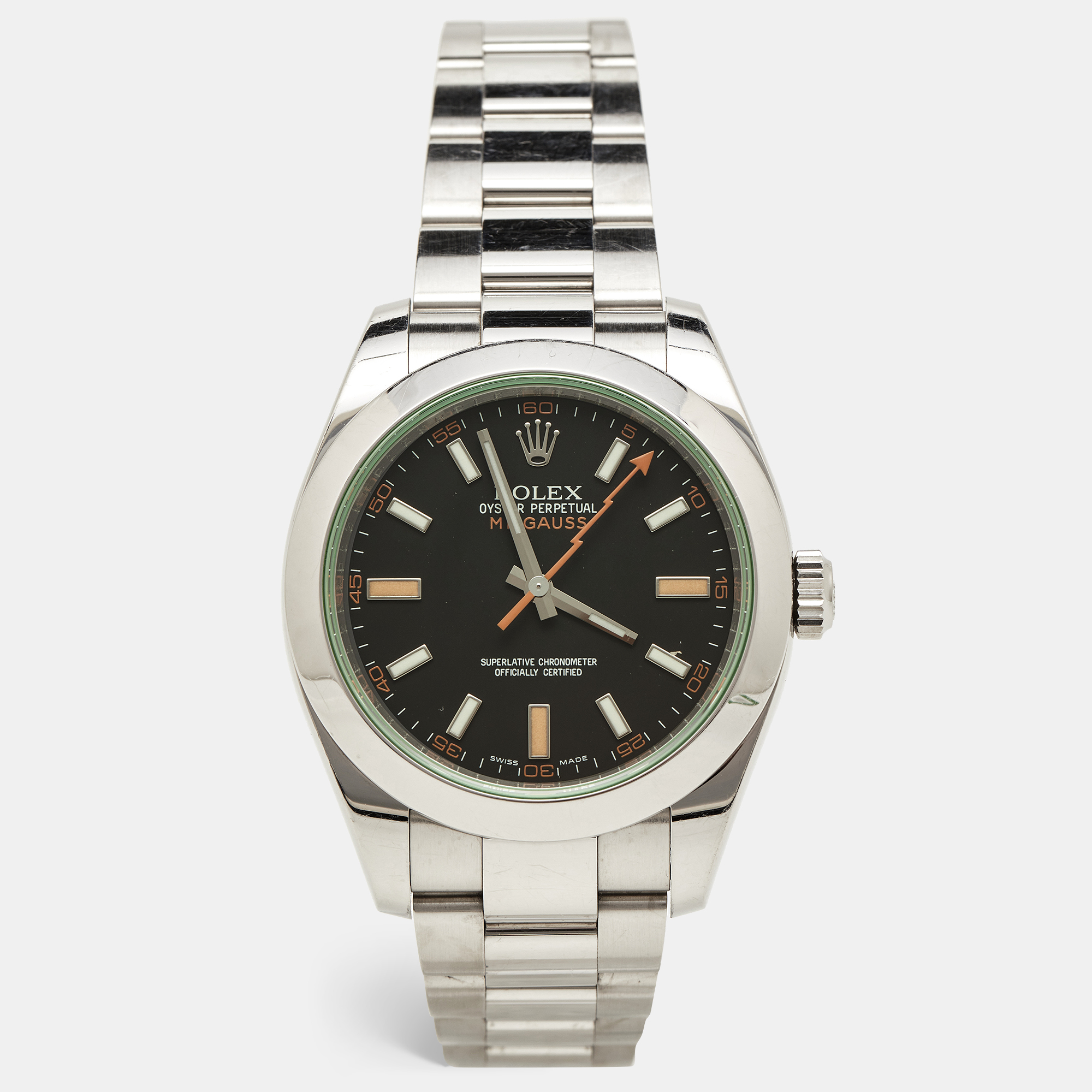 Rolex Black Oystersteel Milgauss M116400GV-0001 Men's Wristwatch 40 Mm